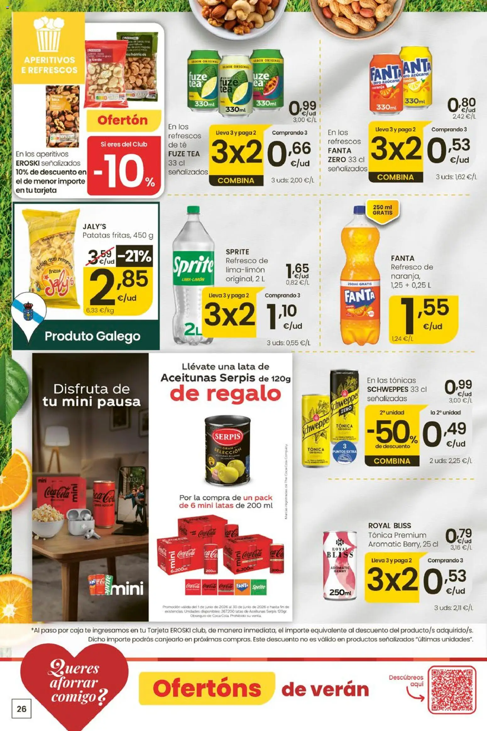 Eroski Ofertóns de verán │ válido desde el 28.05.2026 | Página: 26 | Productos: Té, Πρίζες, Caja