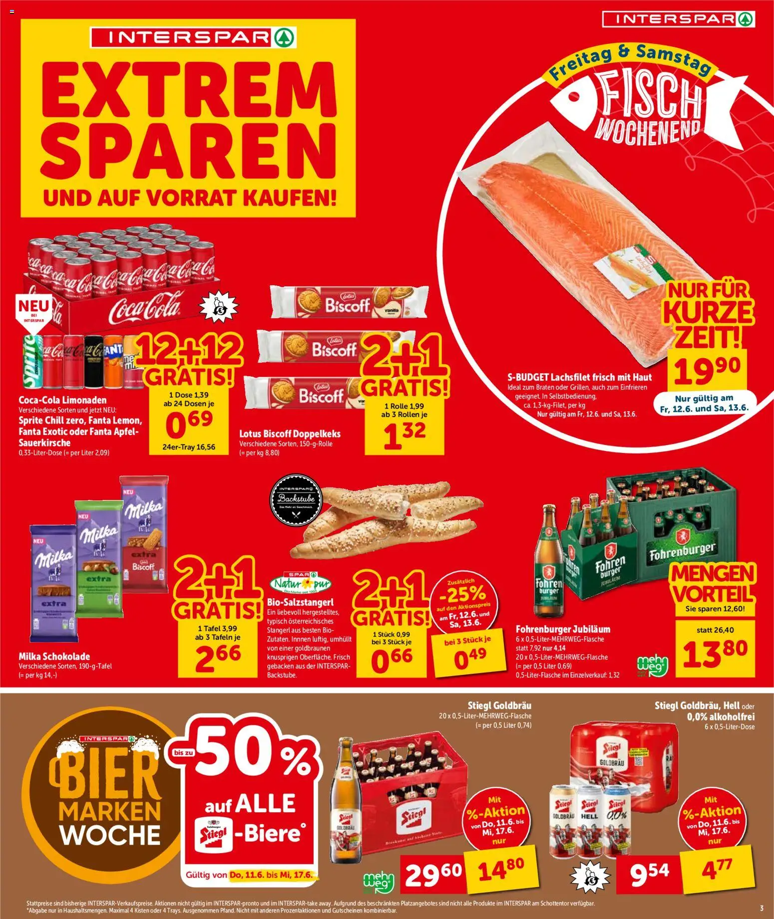 Interspar Flugblatt - Vorarlberg gültig ab 11.06.2026 | Seite: 3 | Produkte: Schokolade, Bier, Äpfel, Fisch