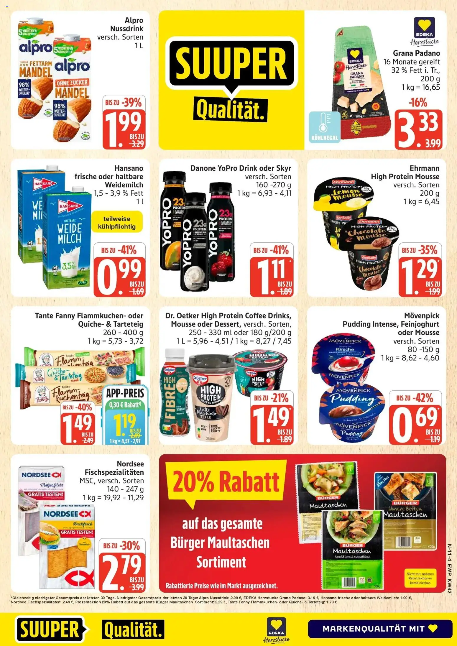 Edeka Prospekt Rostock (ab 12.10.2026) » Angebote Online | Seite: 11 | Produkte: Milch, Pudding, Zucker, Maultaschen