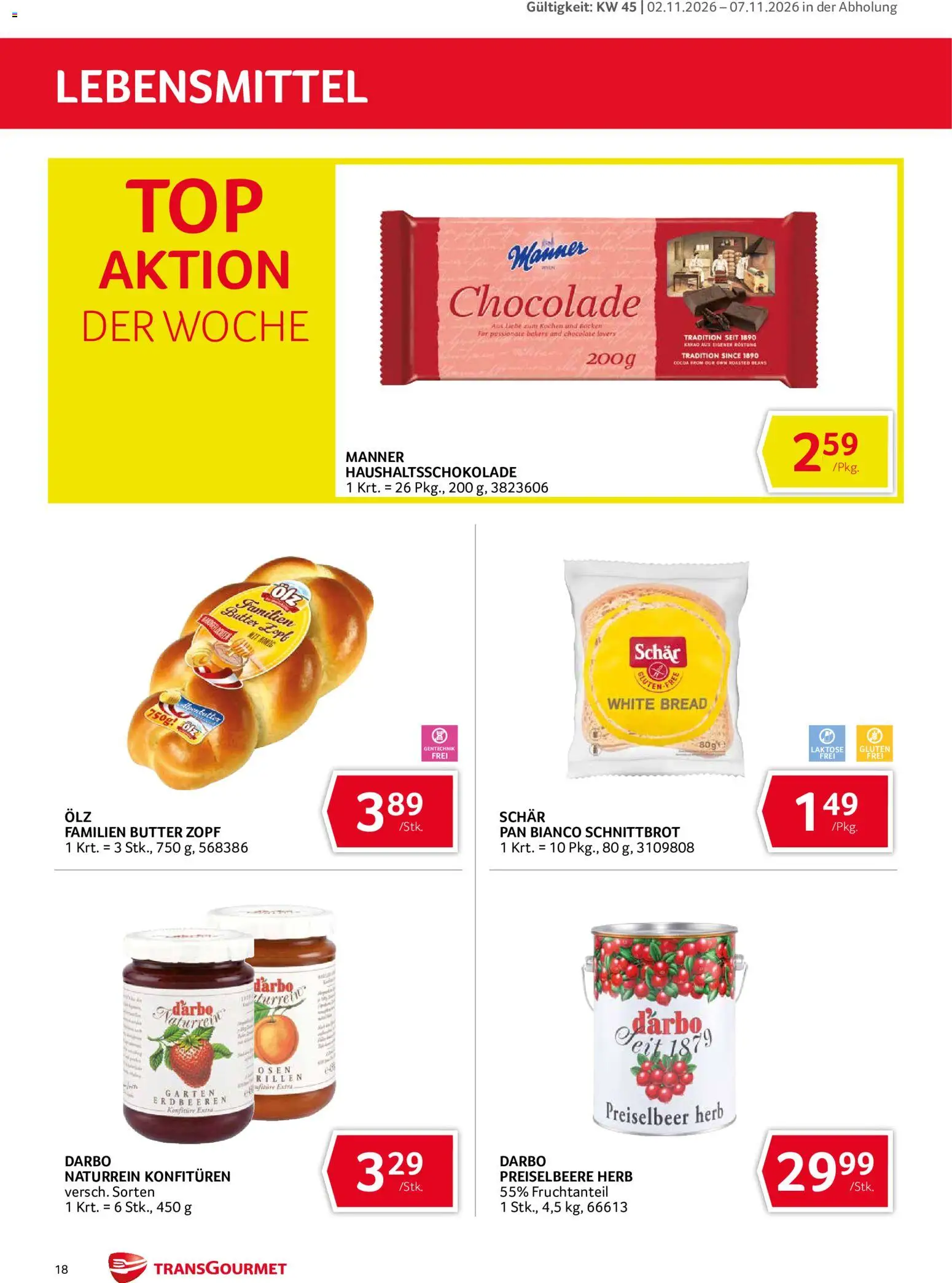 Transgourmet Abhol Aktion gültig ab 02.11.2026 | Seite: 18 | Produkte: Erdbeeren, Lebensmittel, Butter