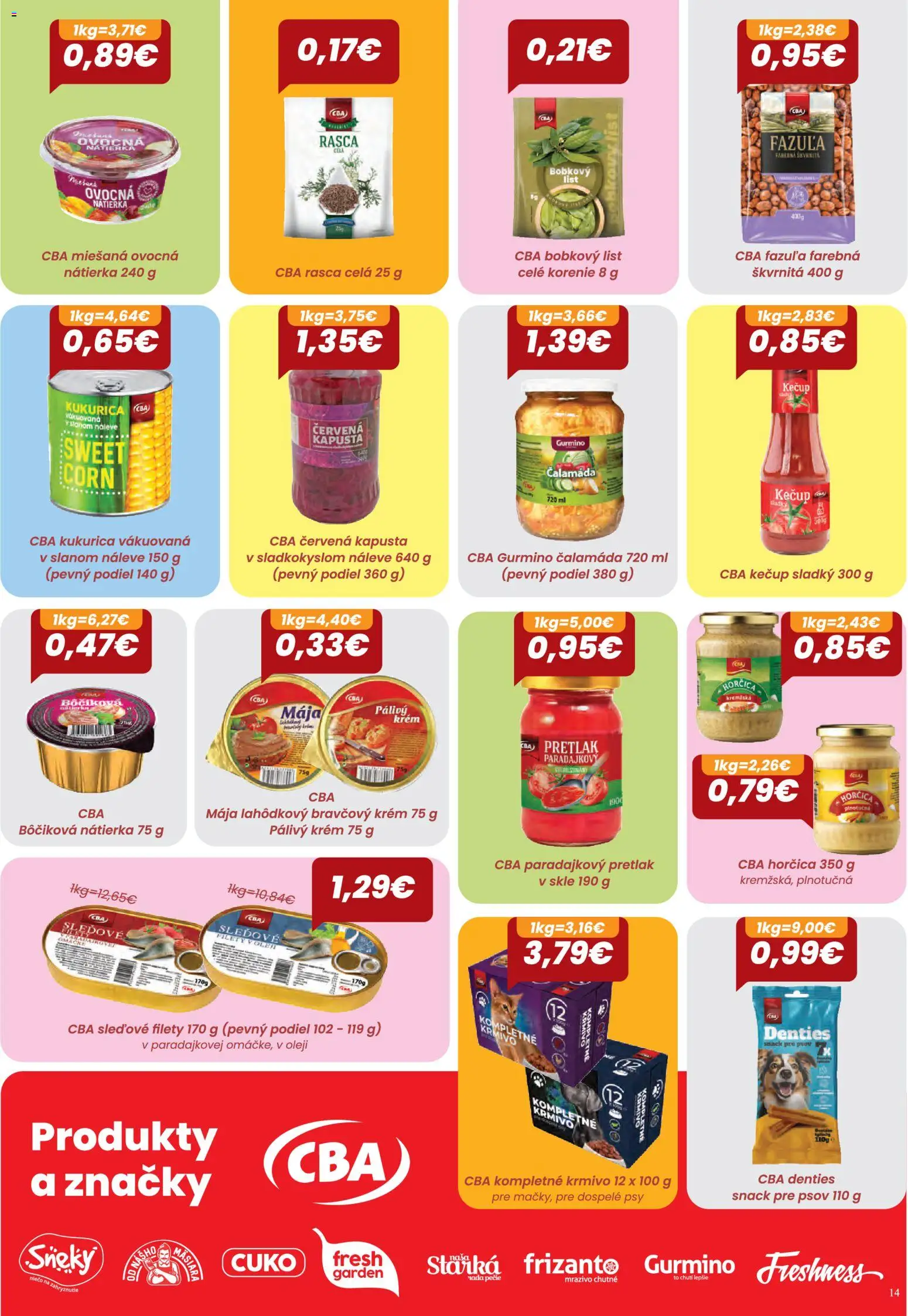 Nové CBA Verex akcie – leták je platný od 03.09.2026 | Strana: 14 | Produkty: Nátierka, Krém, Korenie, Kukurica
