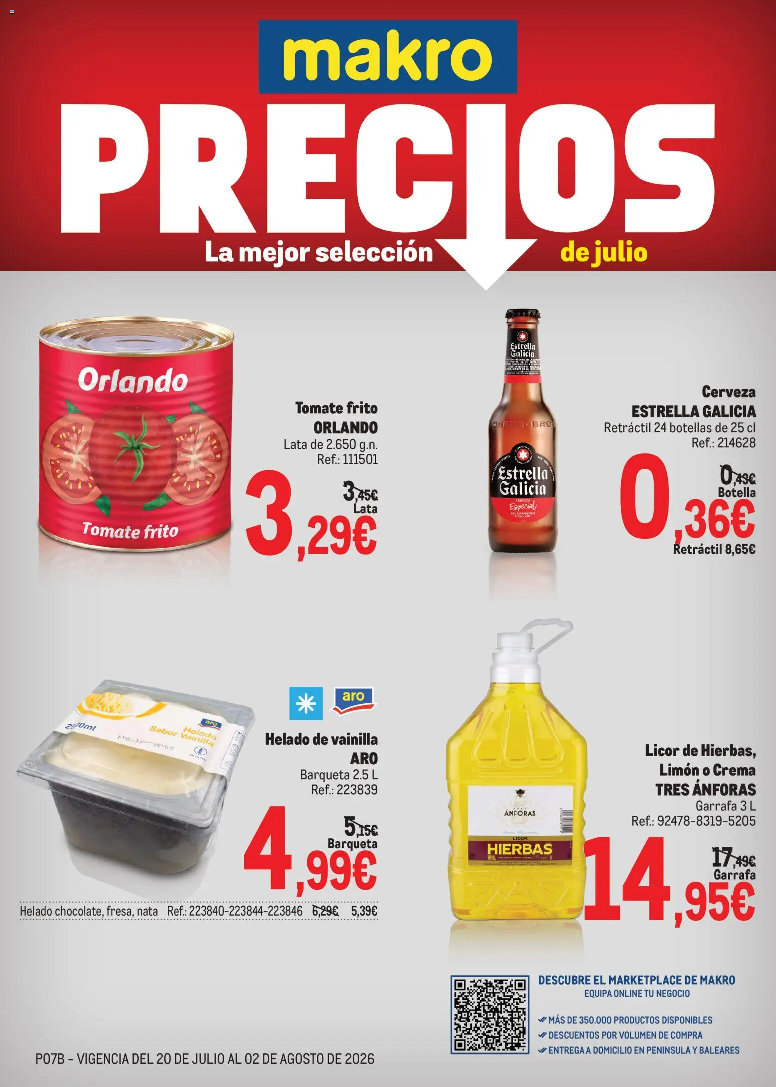 Makro Precios Norte II │ válido desde el 20/07/2026 | Página: 1 | Productos: Licor, Cerveza, Crema, Helado