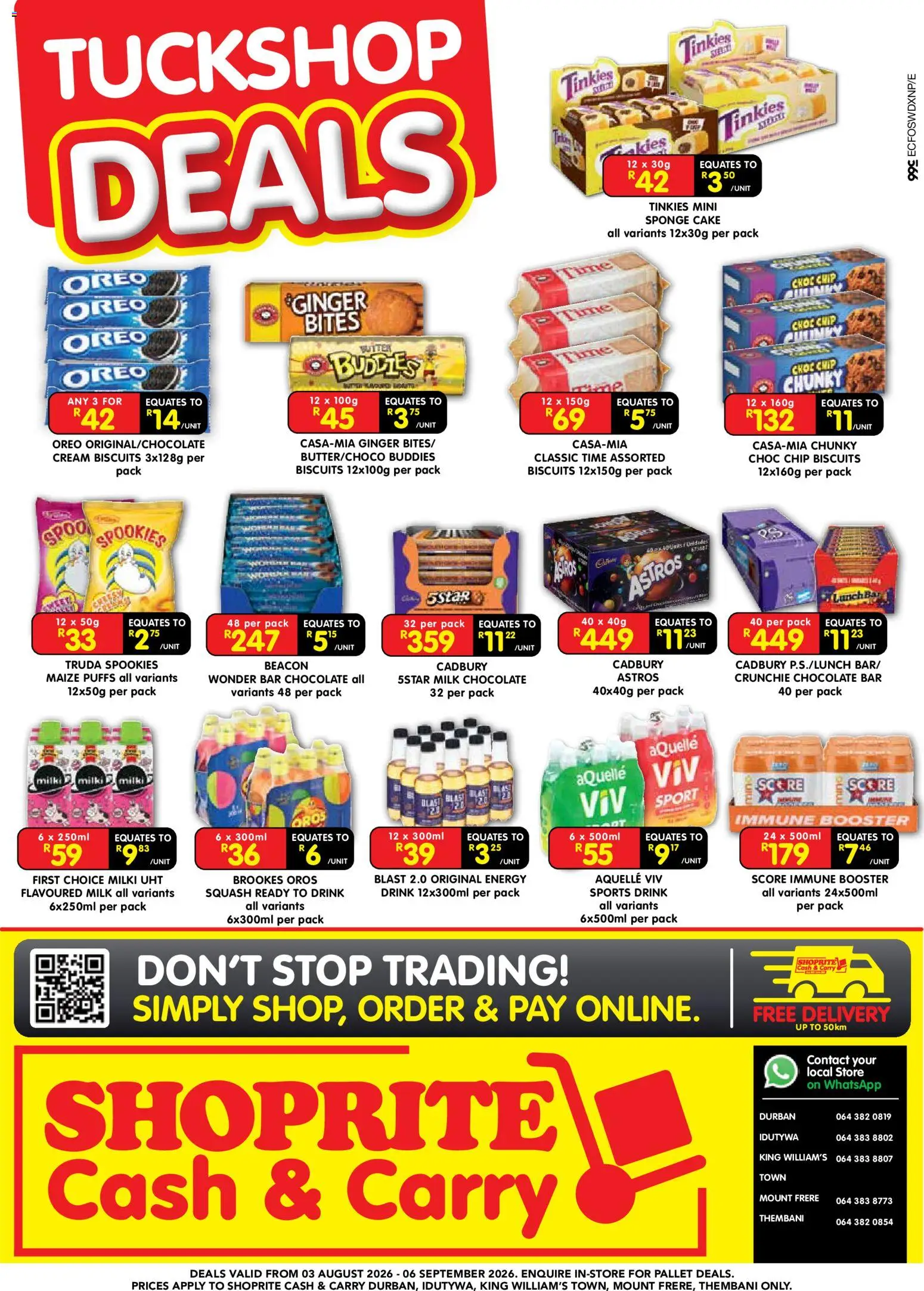 New Shoprite catalogue – valid from 03/08/2026 | Page: 1 | Products: Cake, Squash, Milk, Cream