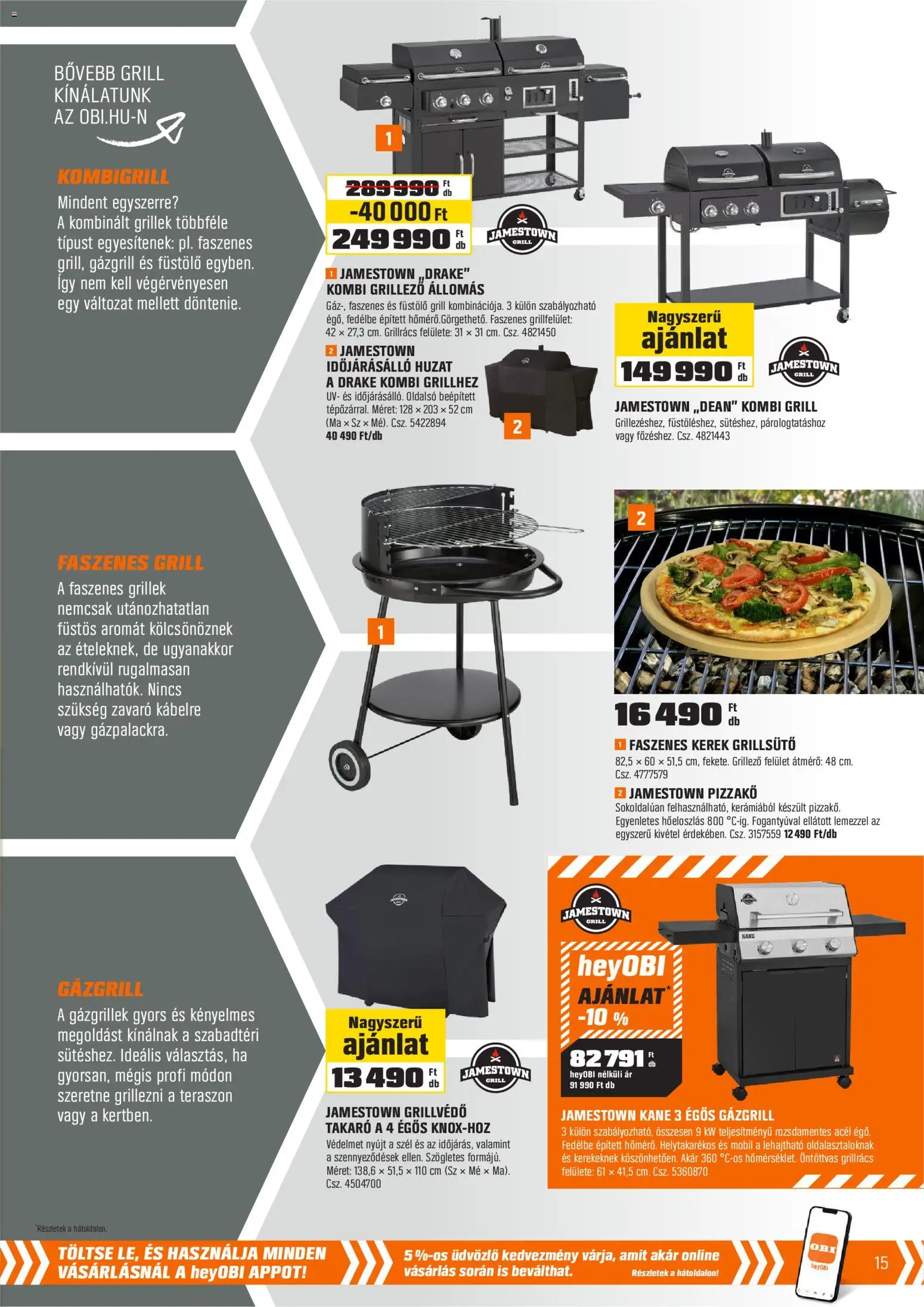 OBI akciós ujság - amely érvényes a következő dátumtól: 2026.07.01. | Oldal: 15 | Termékek: Grillsütő, Grill, Takaró, Gázgrill