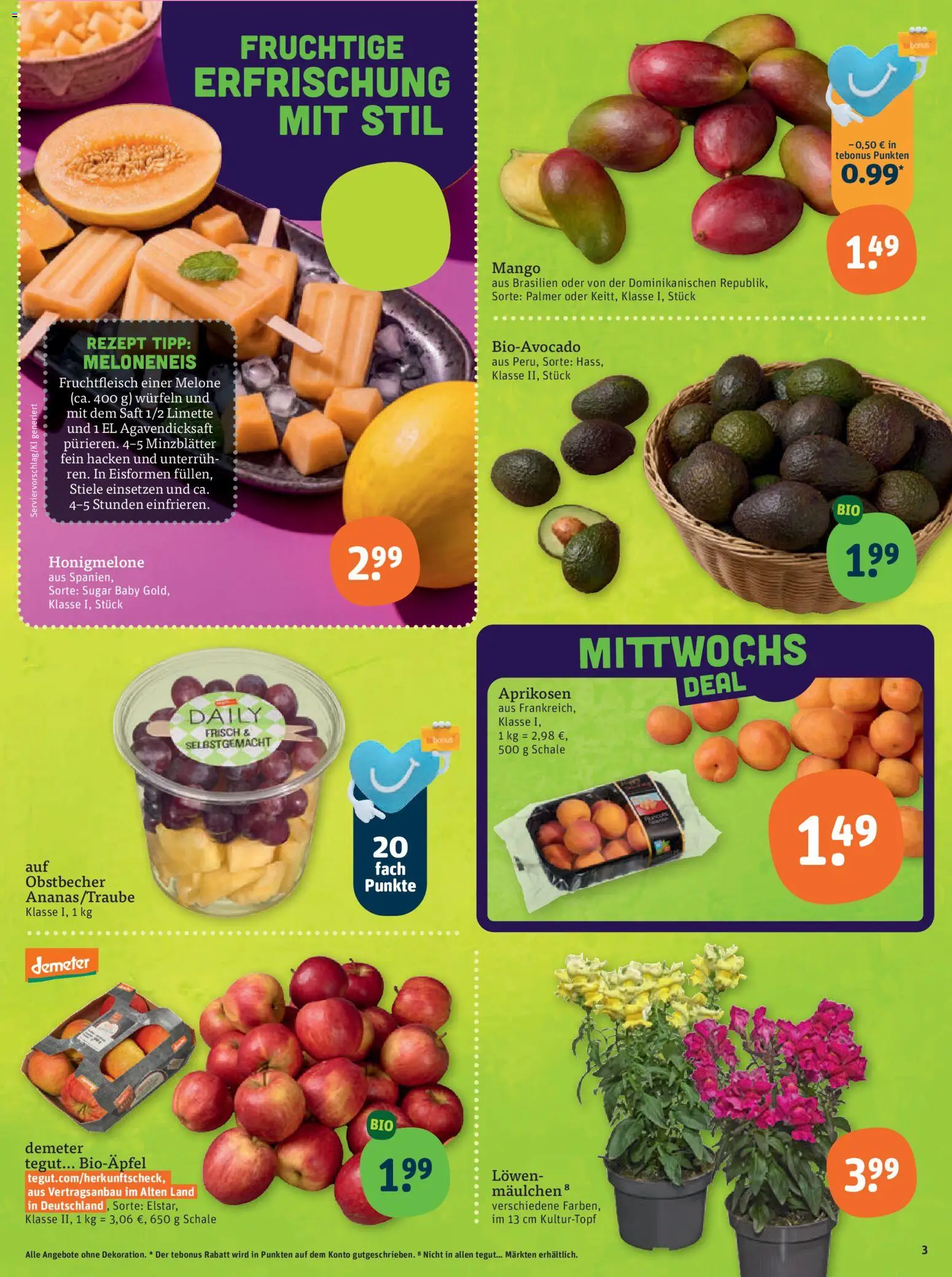 Tegut Prospekt – gültig ab 19.06.2026 | Seite: 5 | Produkte: Honigmelone, Mango, Limette, Saft