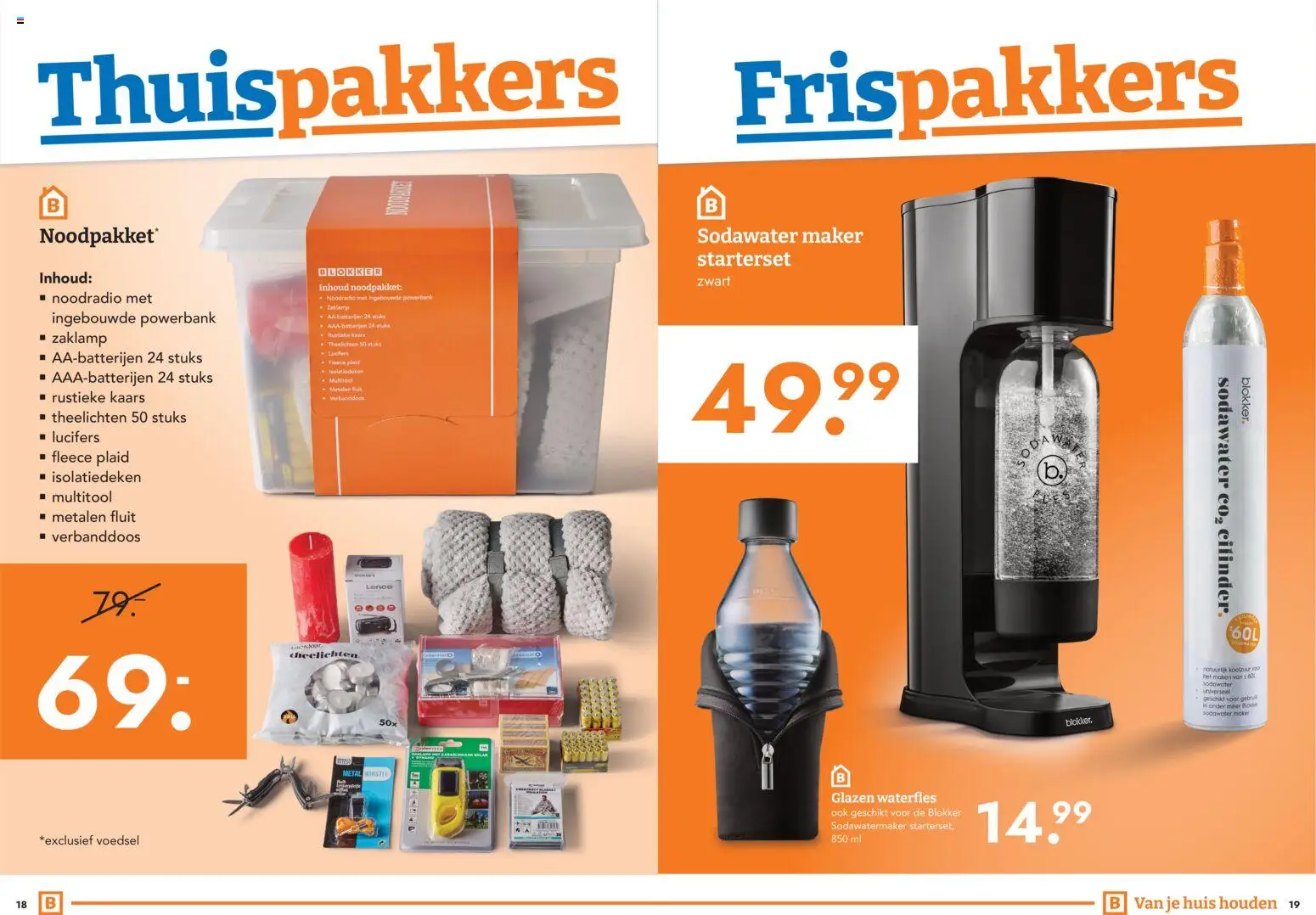 {H1} | Pagina: 18 | Producten: Kaars, Waterfles, Zaklamp
