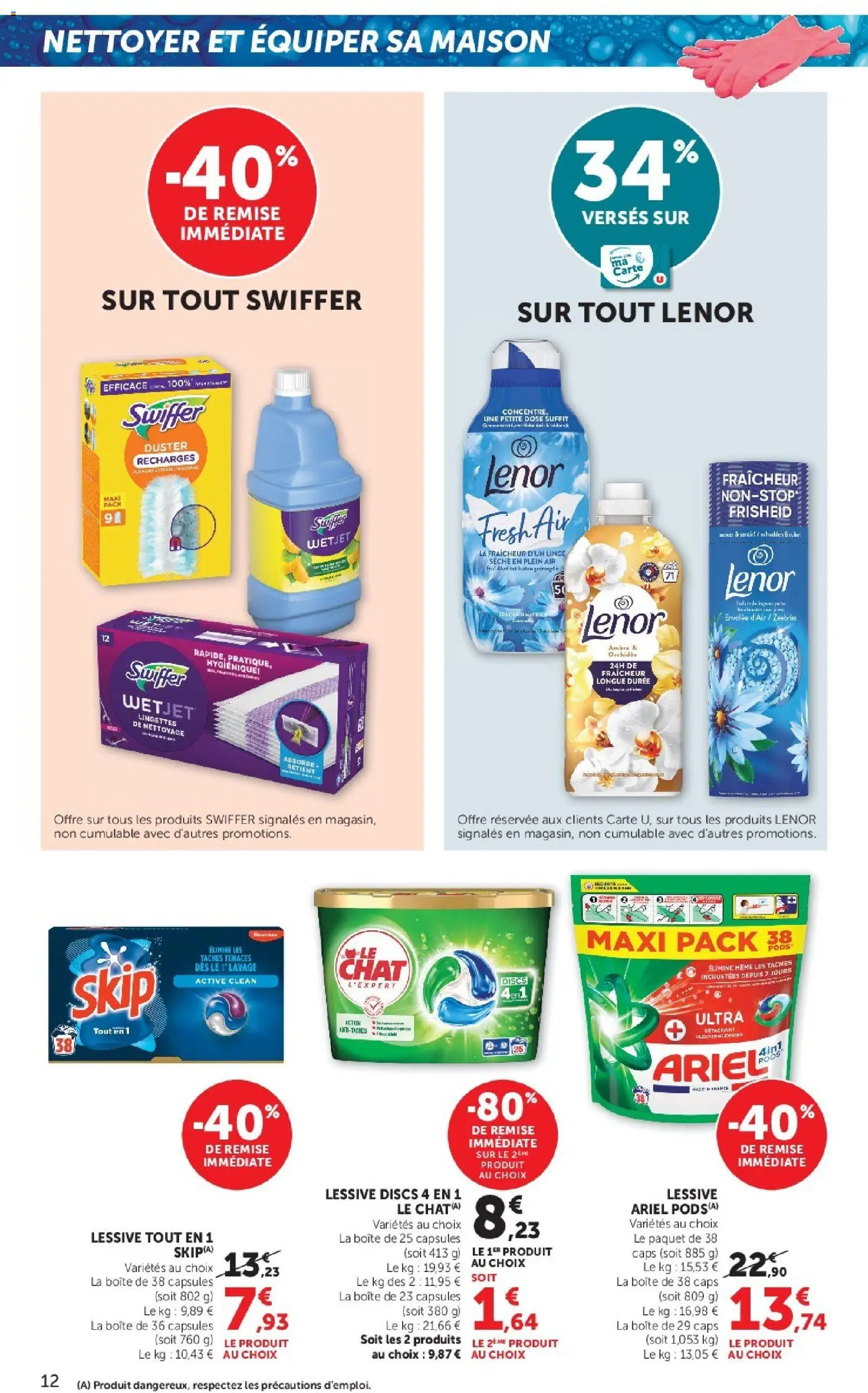 {H1} | Page: 12 | Produits: Ariel, Lenor, Détachant, Orchidée