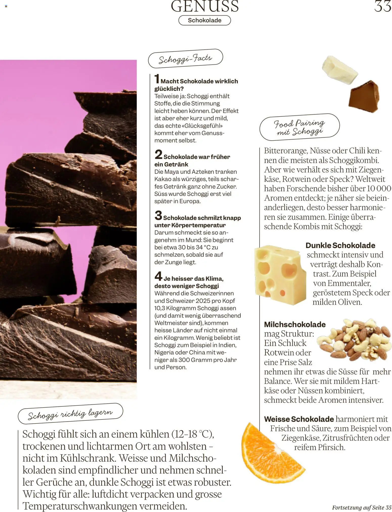 Migros aktionen Magazin – gültig ab 01.07.2026 | Seite: 33 | Produkte: Dunkle schokolade, Käse, Chili, Salz