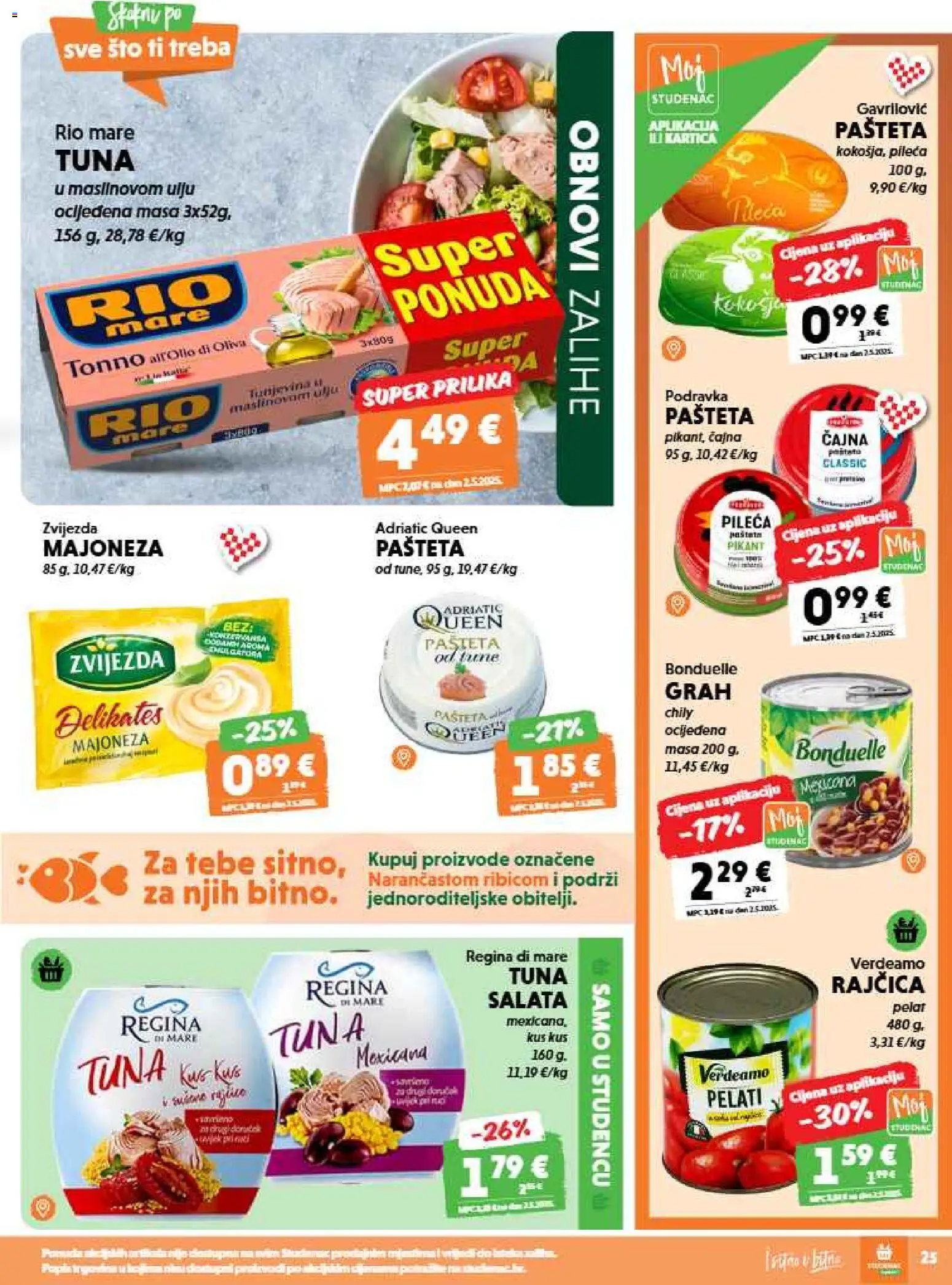 Studenac katalog | vrijedi od 09.09.2026 | Stranica: 25 | Proizvodi: Rio Mare, Podravka, Salata, Tuna