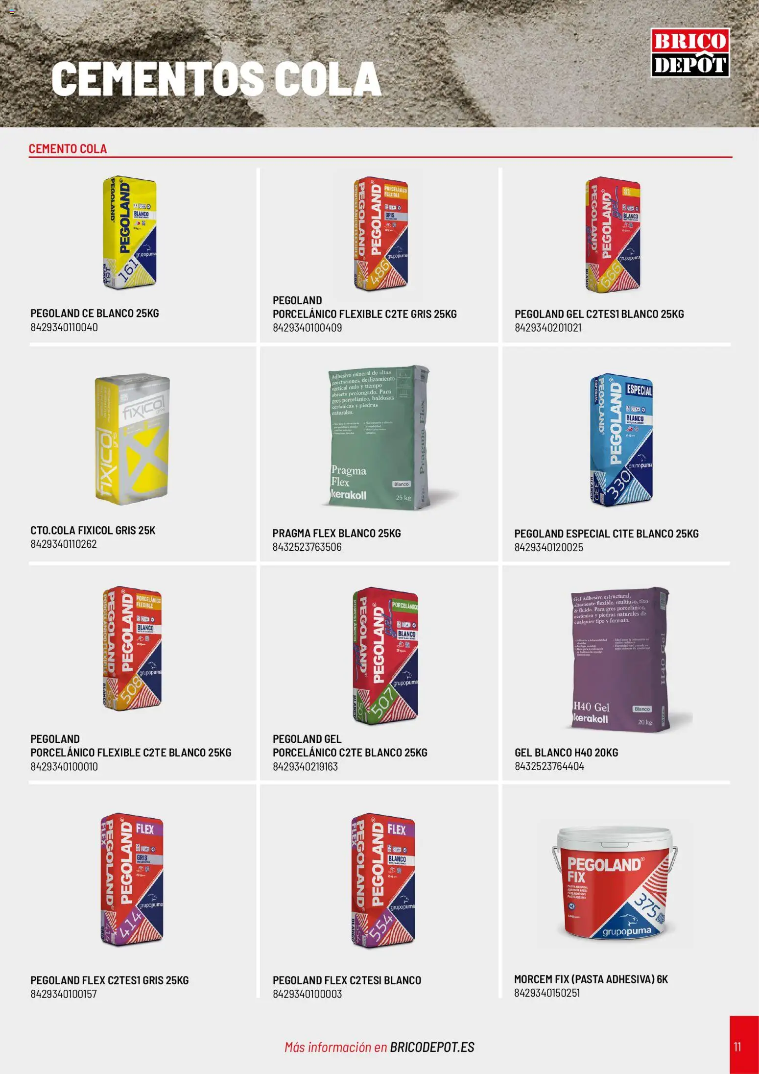 Brico Depôt Construcción │ válido desde el 20/10/2026 | Página: 11 | Productos: Pasta, Cemento, Baldosas