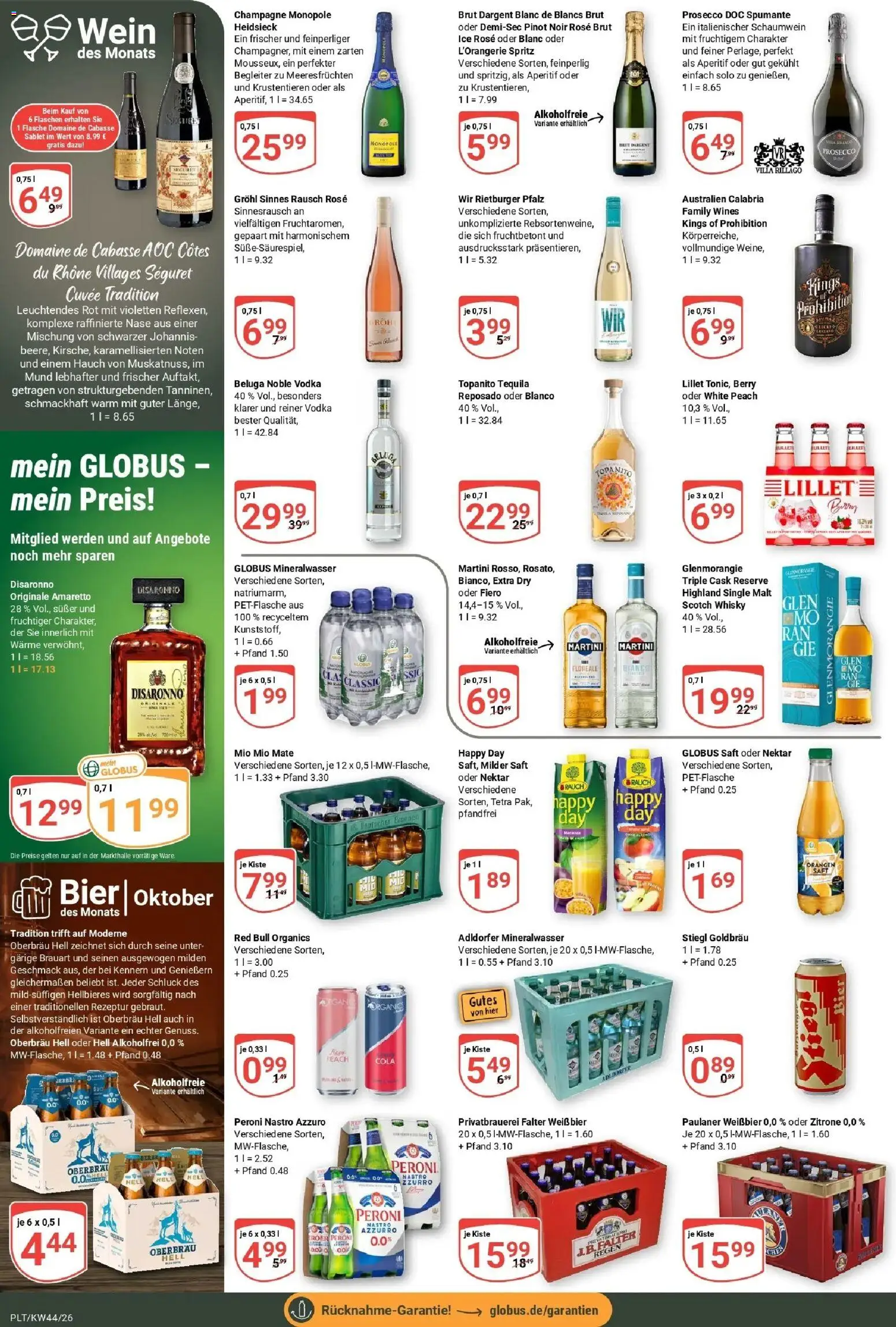Globus Prospekt Plattling (ab 26.10.2026) » Angebote online | Seite: 15 | Produkte: Weißbier, Prosecco, Zitrone, Paulaner