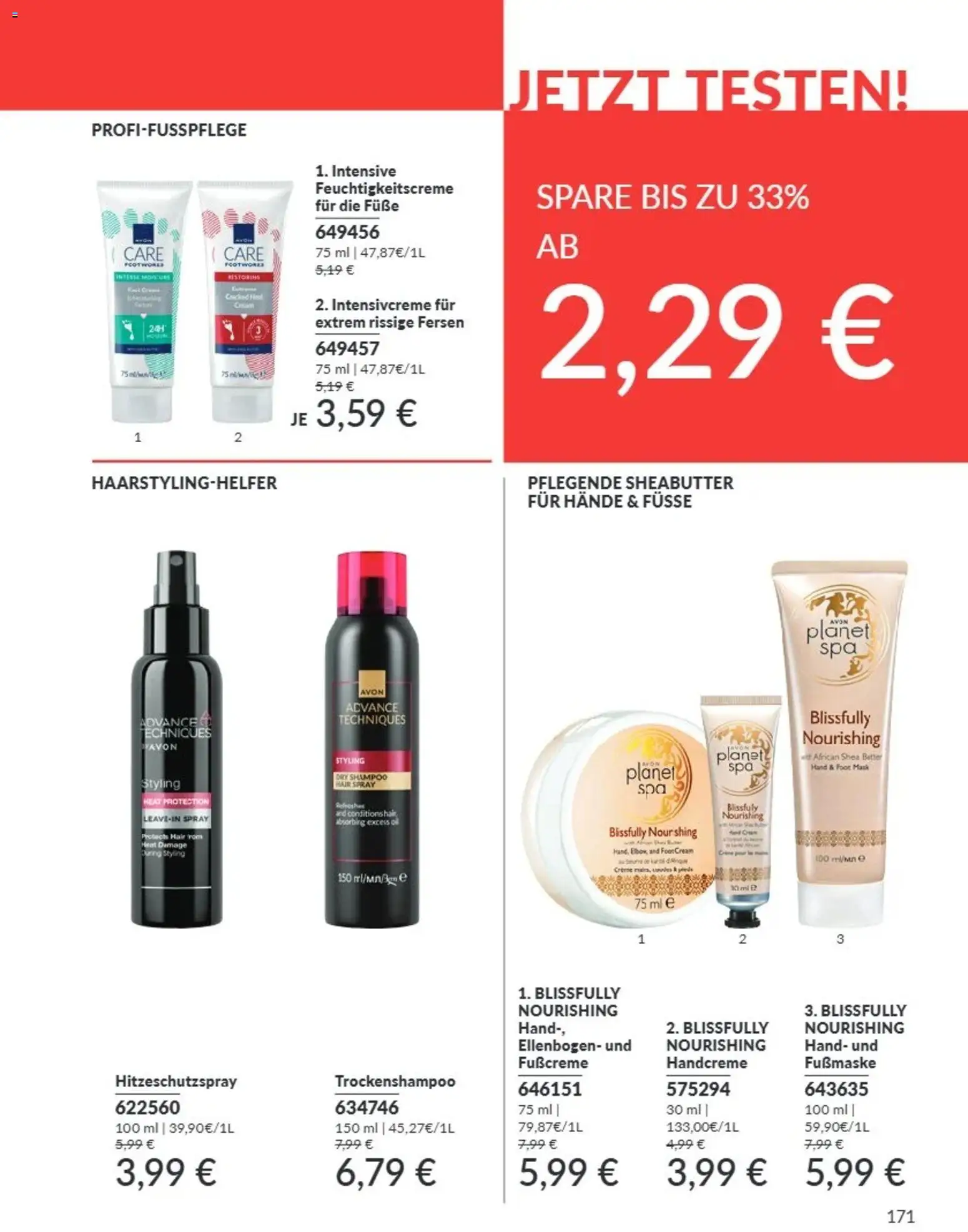 AVON Katalog August 2026 – gültig ab 08.08.2026 | Seite: 171 | Produkte: Creme, Handcreme, Fußcreme, Fußmaske