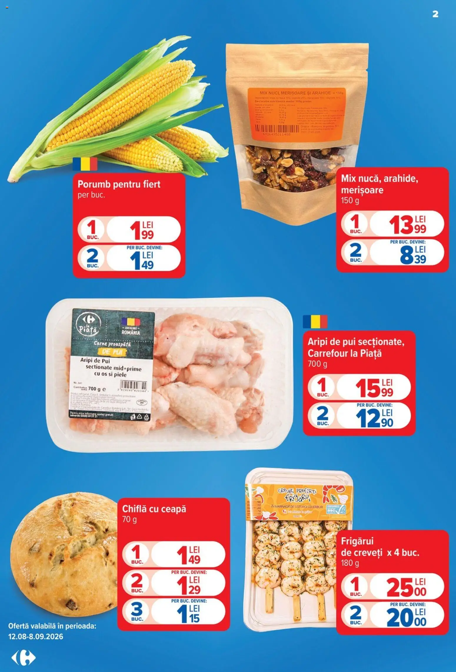 Noul catalog Carrefour – valabil de la 19.08.2026 | Pagină: 2 | Produse: Pui, Porumb, Ceapă, Merisoare