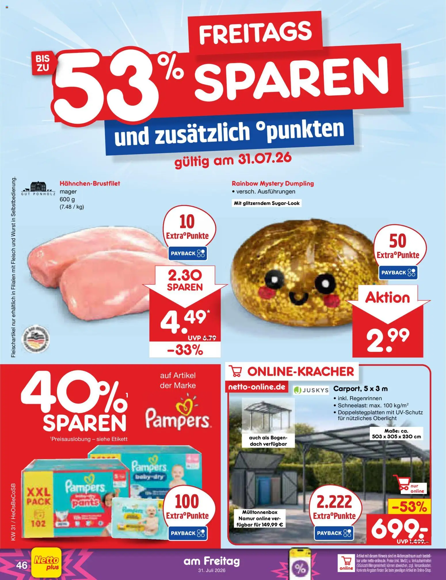 Netto Marken-Discount Prospekt – gültig ab 27.07.2026 | Seite: 65 | Produkte: Pampers, Wurst, Fleisch