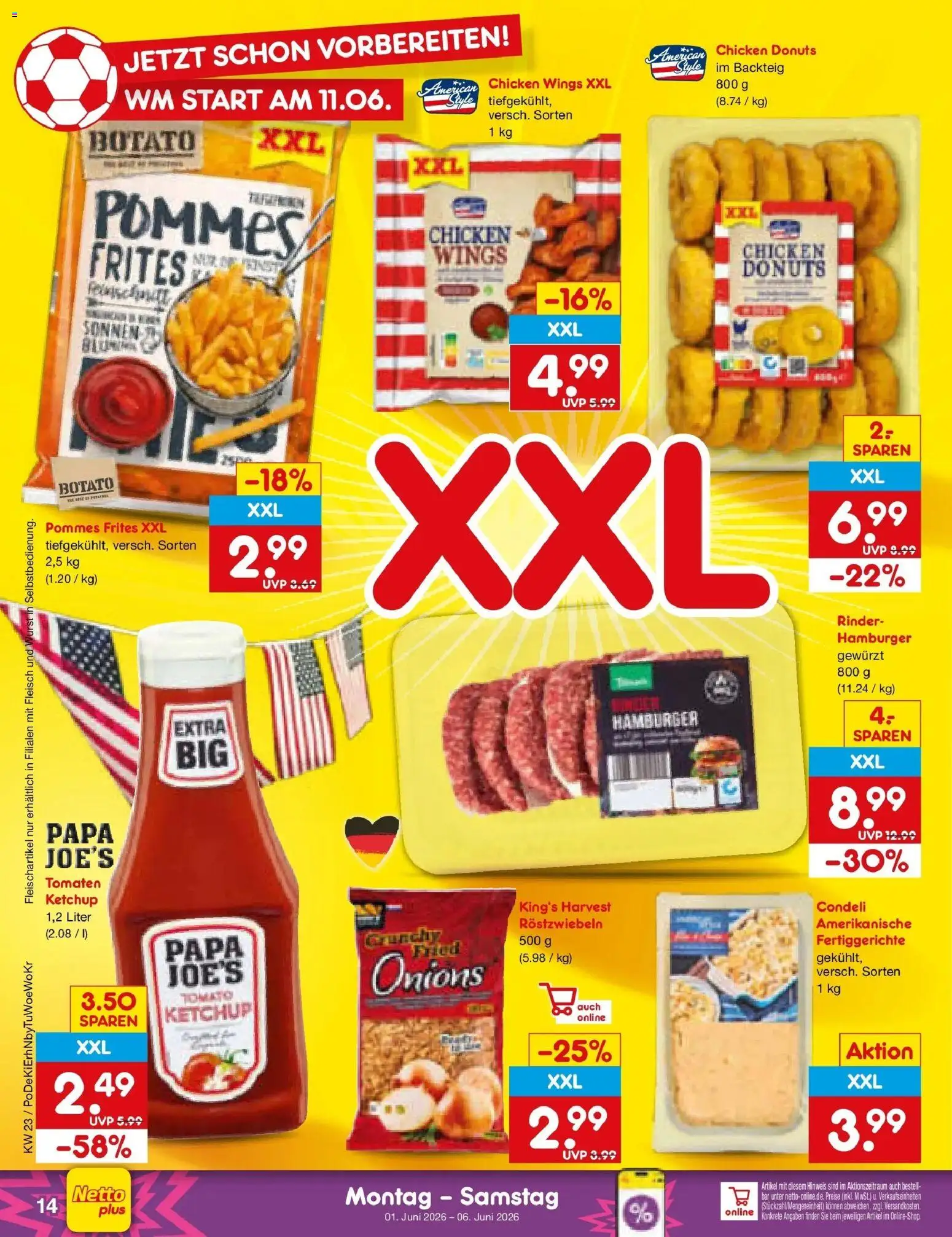 Netto Marken-Discount Prospekt Mistelbach – gültig ab 01.06.2026 | Seite: 16 | Produkte: Tomaten, Pommes frites, Fertiggerichte, Fleisch