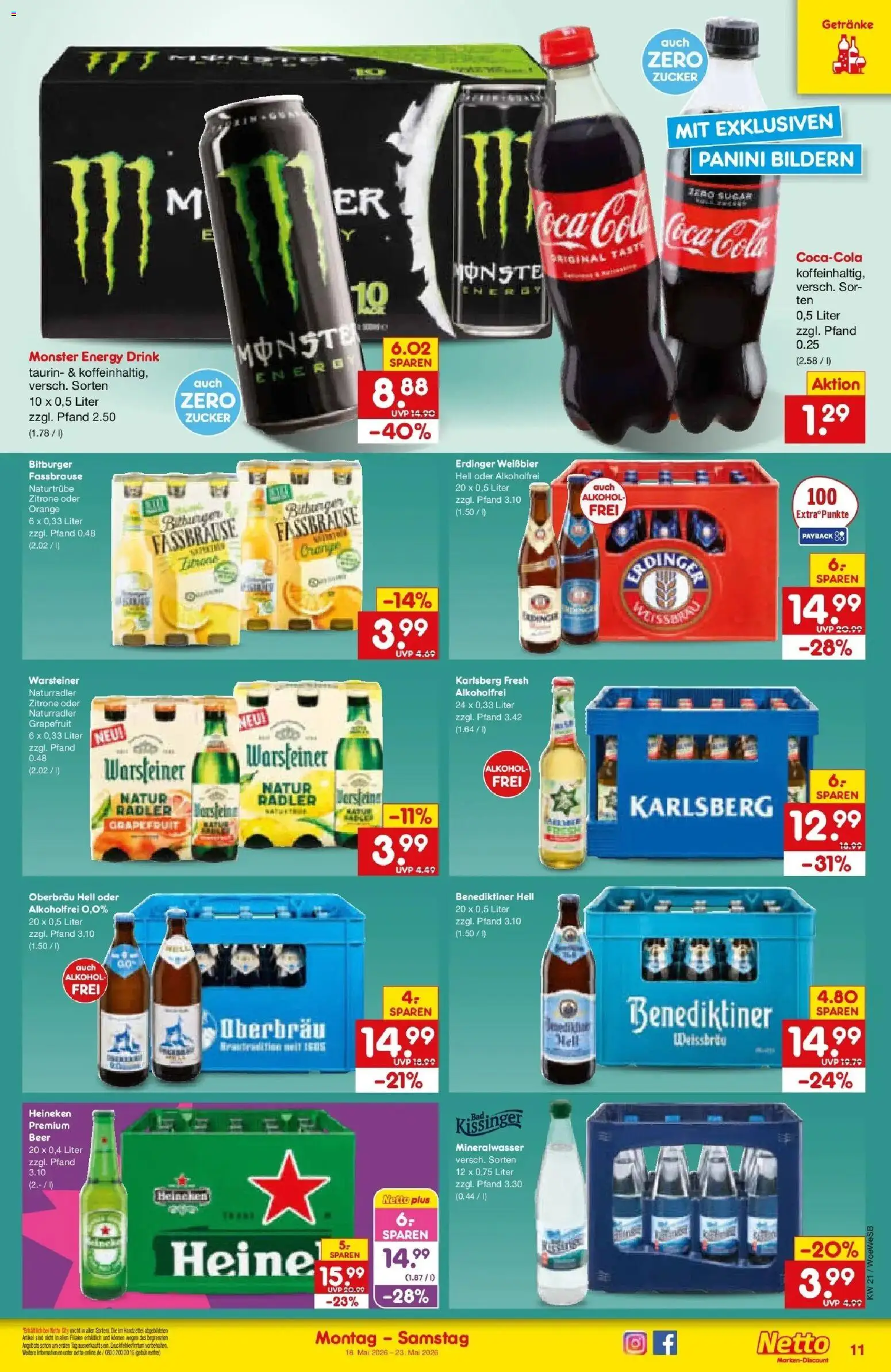 Netto Marken-Discount Prospekt Katzweiler	 – gültig ab 17.05.2026 | Seite: 11 | Produkte: Erdinger, Cola, Grapefruit, Coca cola zero