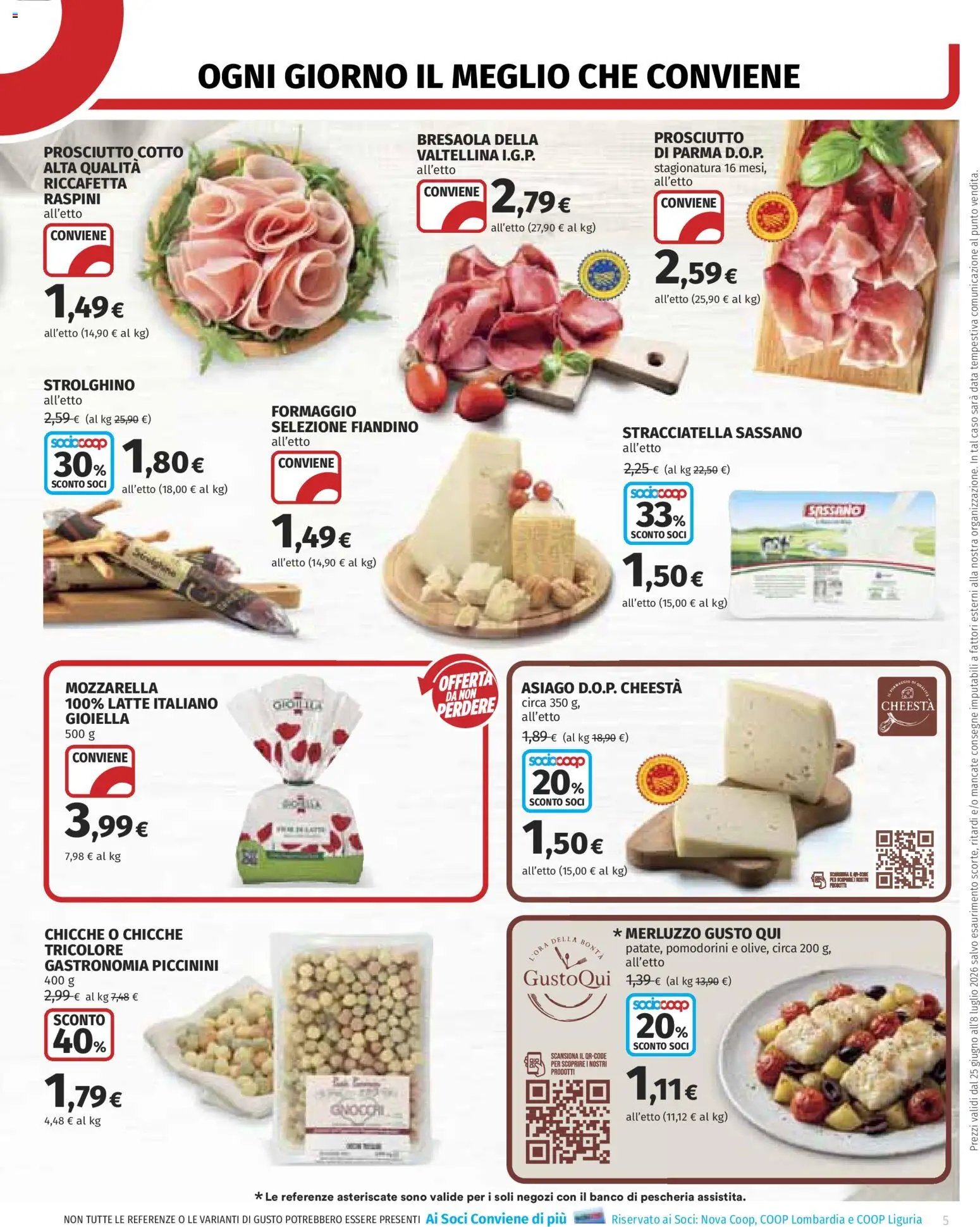 Volantino COOP del 25/06/2026 | Pagina: 5 | Prodotti: Merluzzo, Prosciutto, Data, Stracciatella