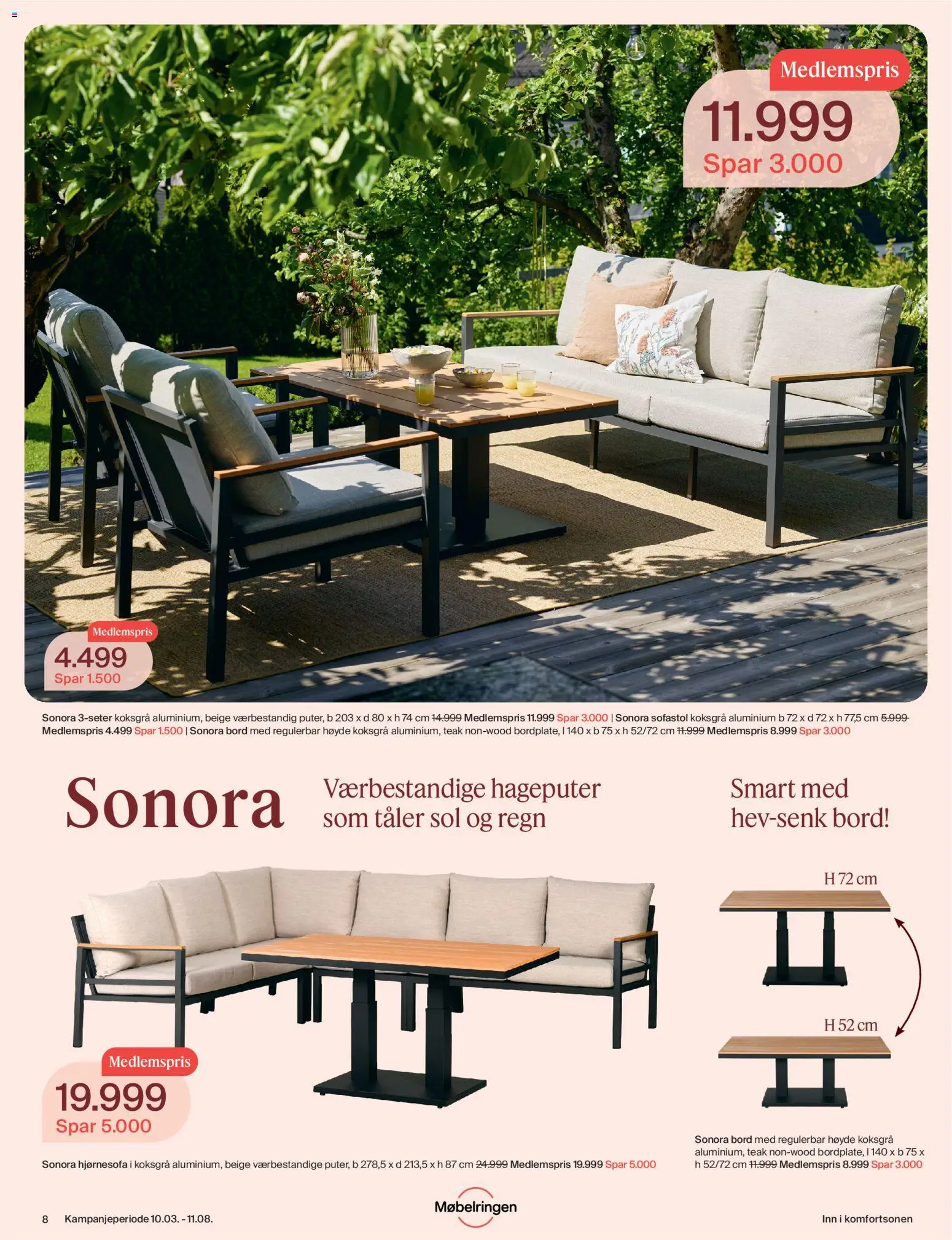 {H1} | Side: 8 | Produkter: Hjørnesofa, Hageputer, Bord