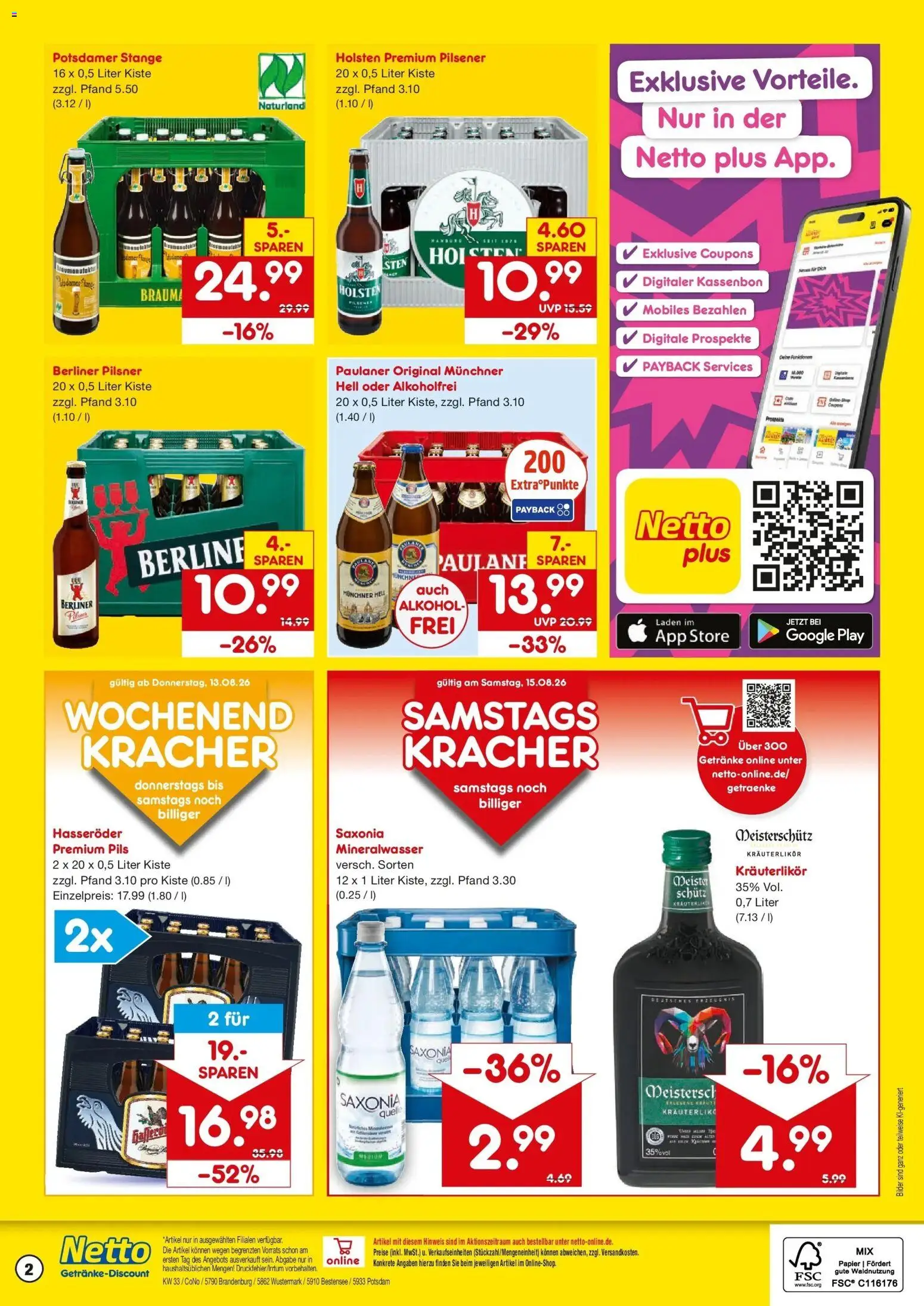 Netto Marken-Discount Prospekt Wustermark-Elstal – gültig ab 10.08.2026 | Seite: 2 | Produkte: Berliner, Holsten, Bilder, Alkohol