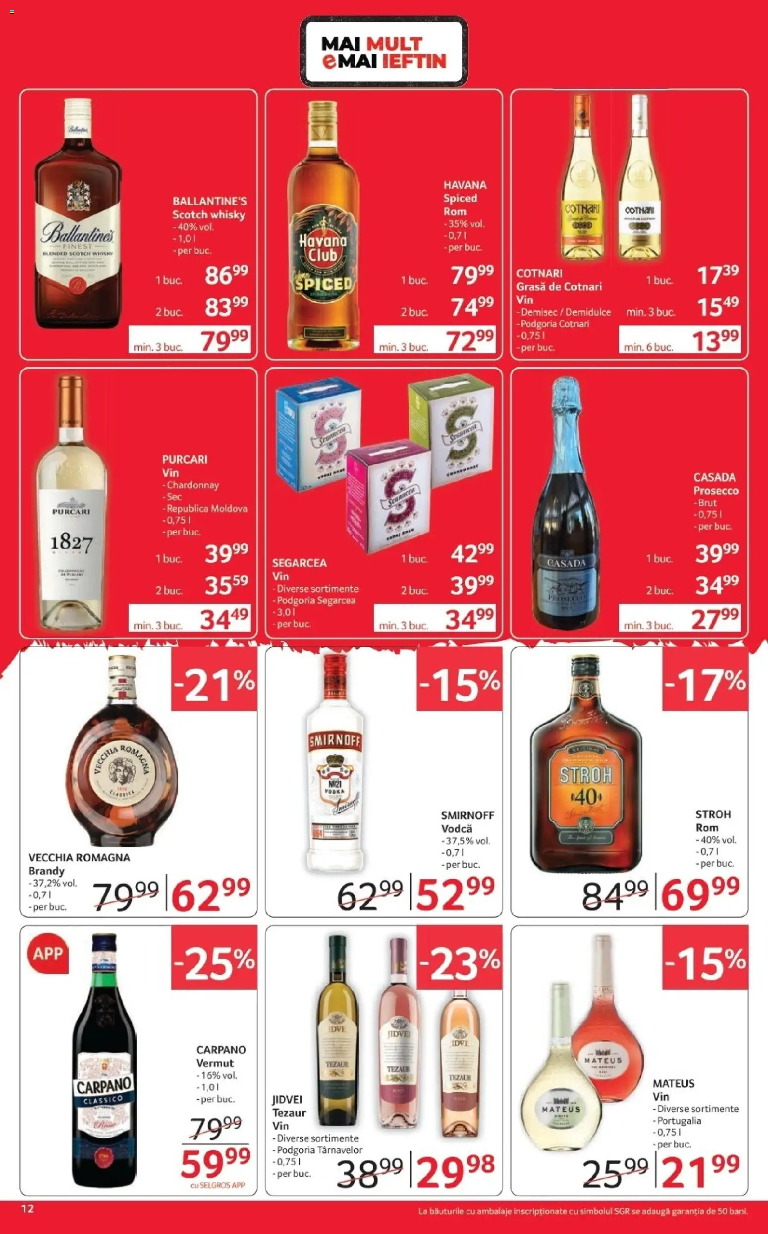 Noul catalog Selgros – valabil de la 16.10.2026 | Pagină: 12 | Produse: Scotch Whisky, Ballantine's, Prosecco, Vodka