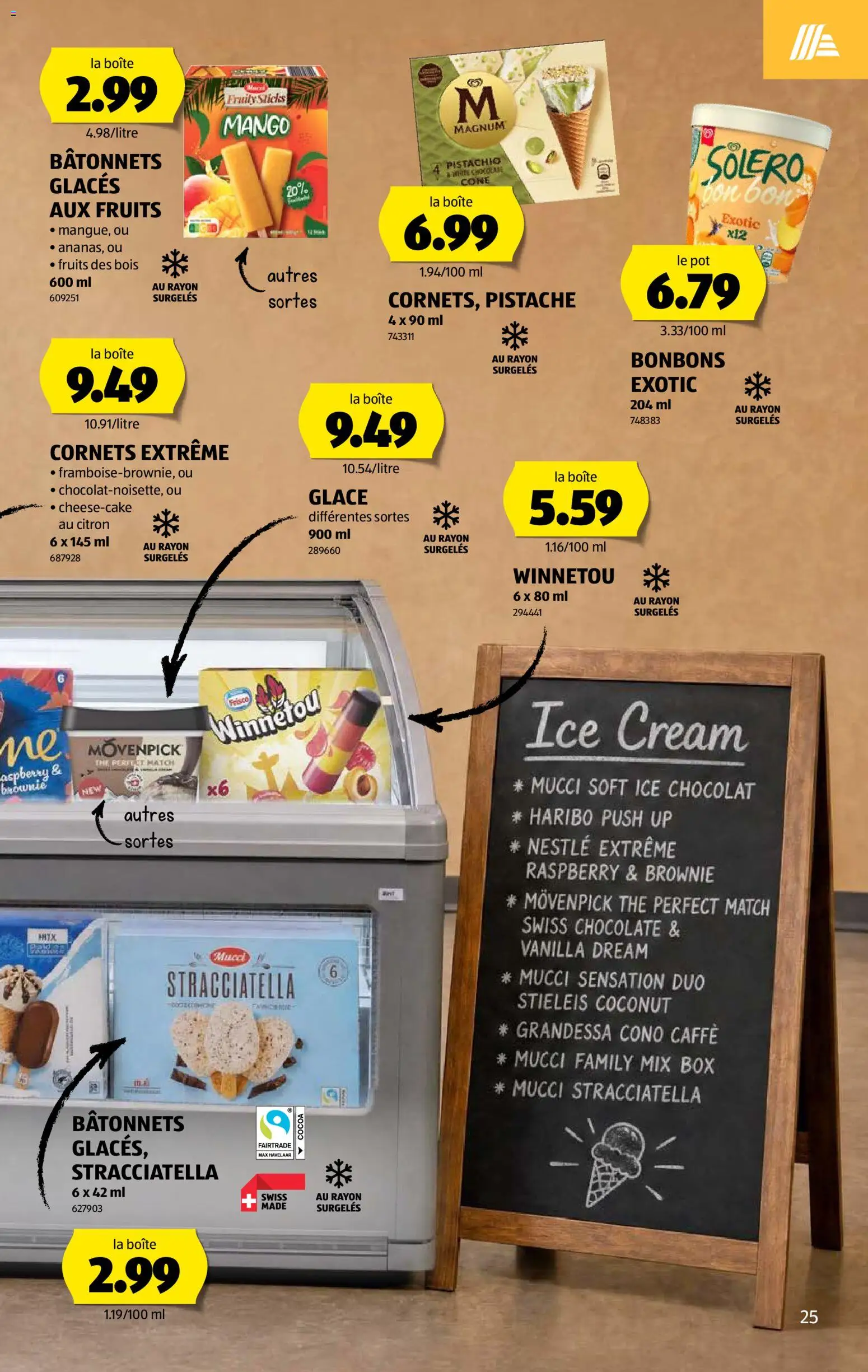 Aldi aktionen FR – gültig ab 23.07.2026 | Seite: 25 | Produkte: En Kommode, Box, Glace, Mango