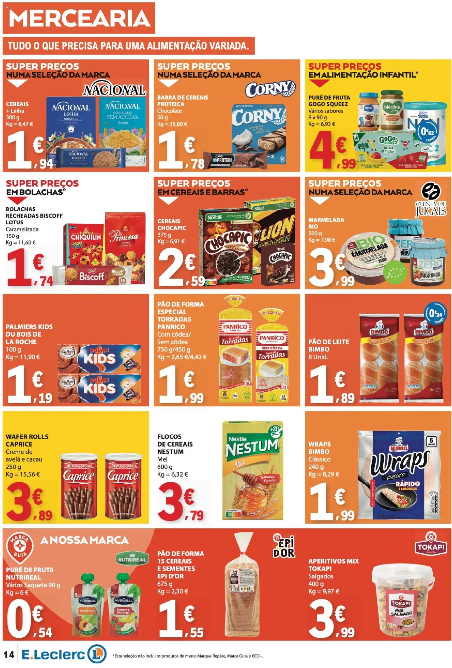 E.Leclerc folheto │ válido de 16.04.2026 | Página: 14 | Produtos: Banana, Nestlé, Chocolate, Açúcar