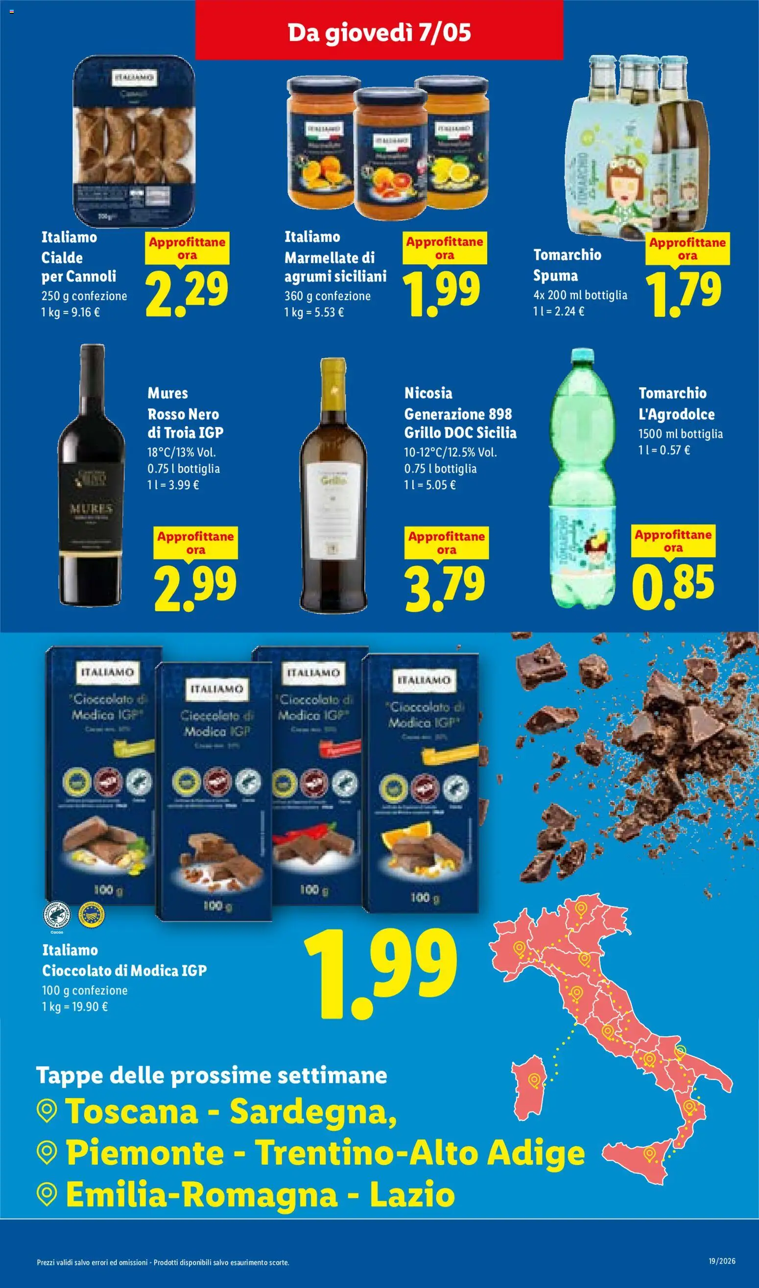 Volantino Lidl del 07.05.2026 | Pagina: 19 | Prodotti: Cioccolato, Agrumi, Bottiglia