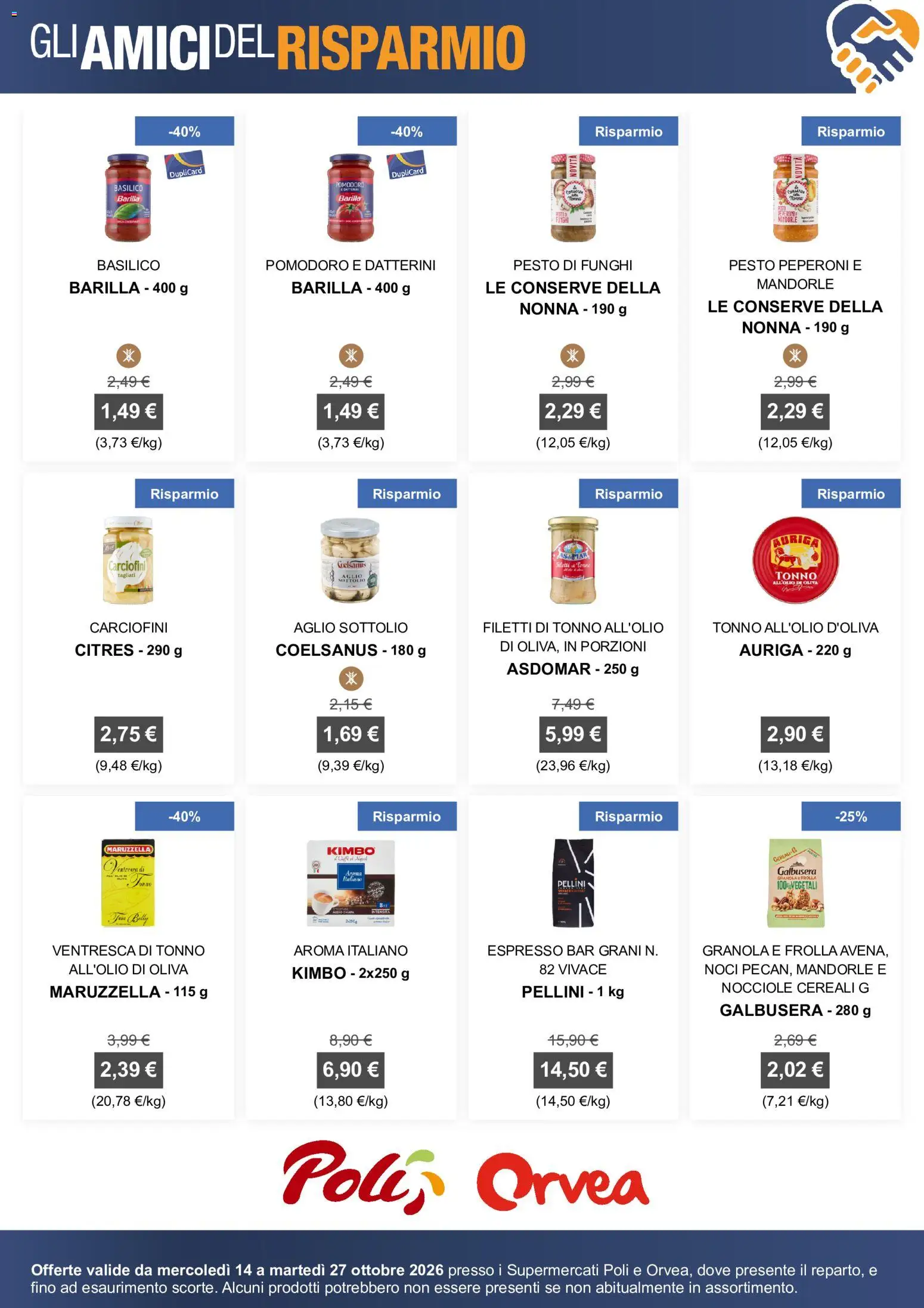 Volantino Poli del 14/10/2026 | Pagina: 3 | Prodotti: Peperoni, Barilla, Mandorle, Nocciole