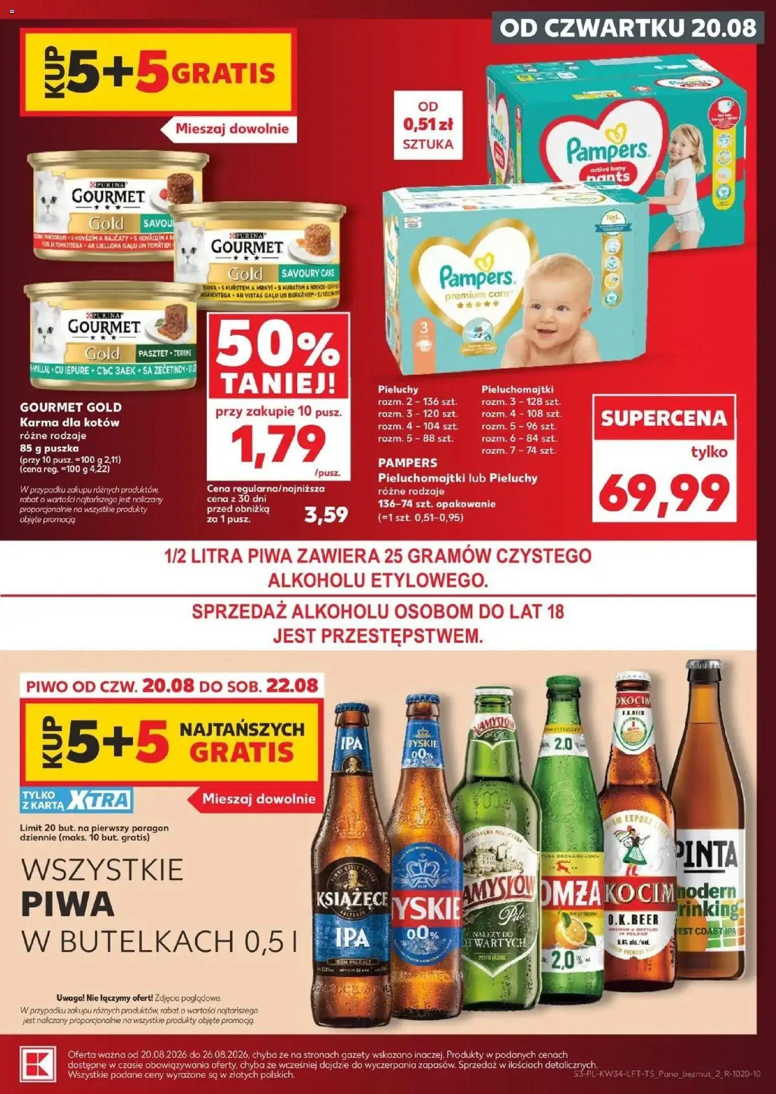 Kaufland gazetka od 20.08.2026 - od jutra PDF | Strona: 3 | Produkty: Tyskie, Piwo, Karma, Pieluchy