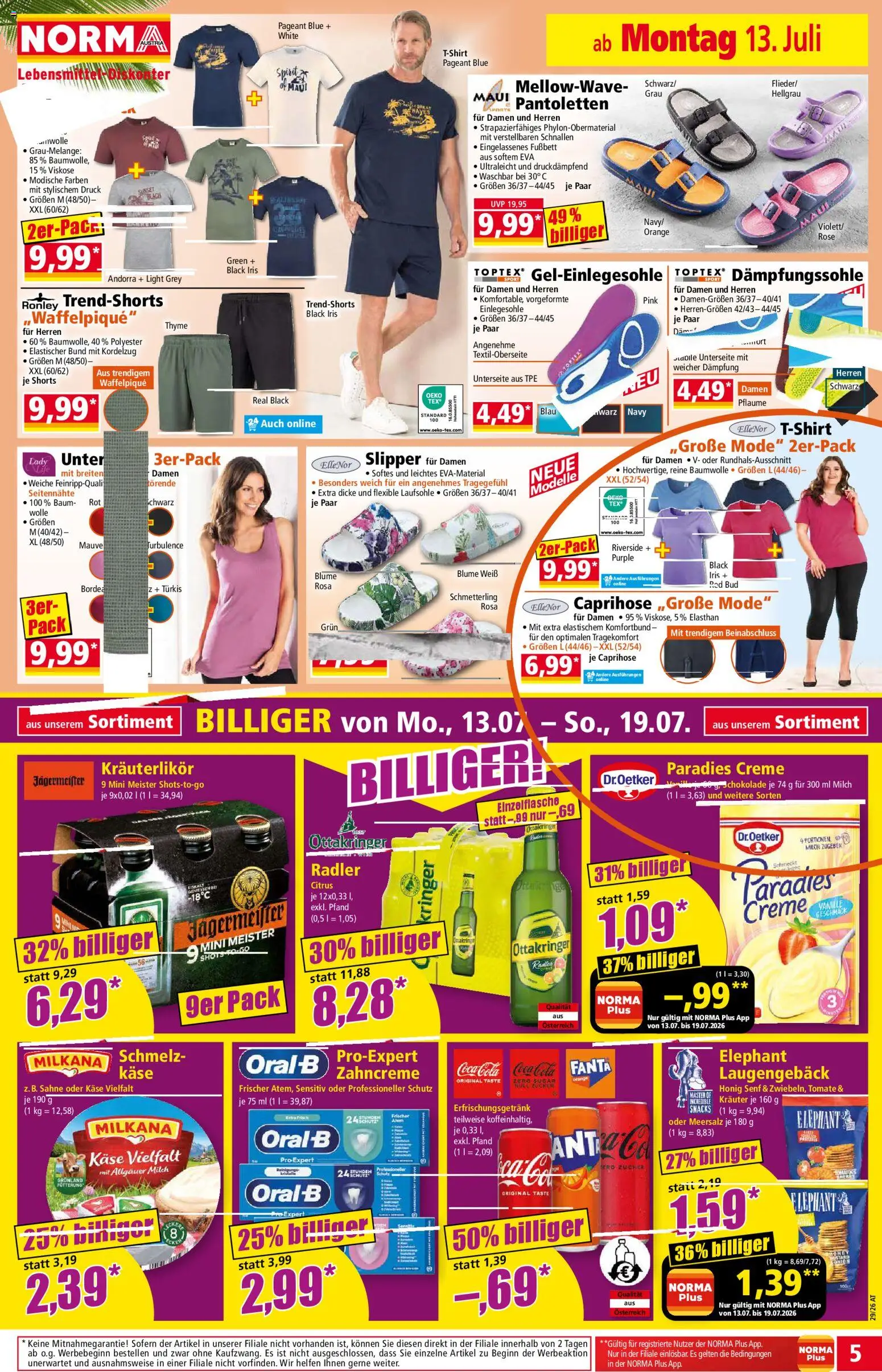 Norma Flugblatt gültig ab 13.07.2026 | Seite: 5 | Produkte: Sahne, Milch, Käse, Creme