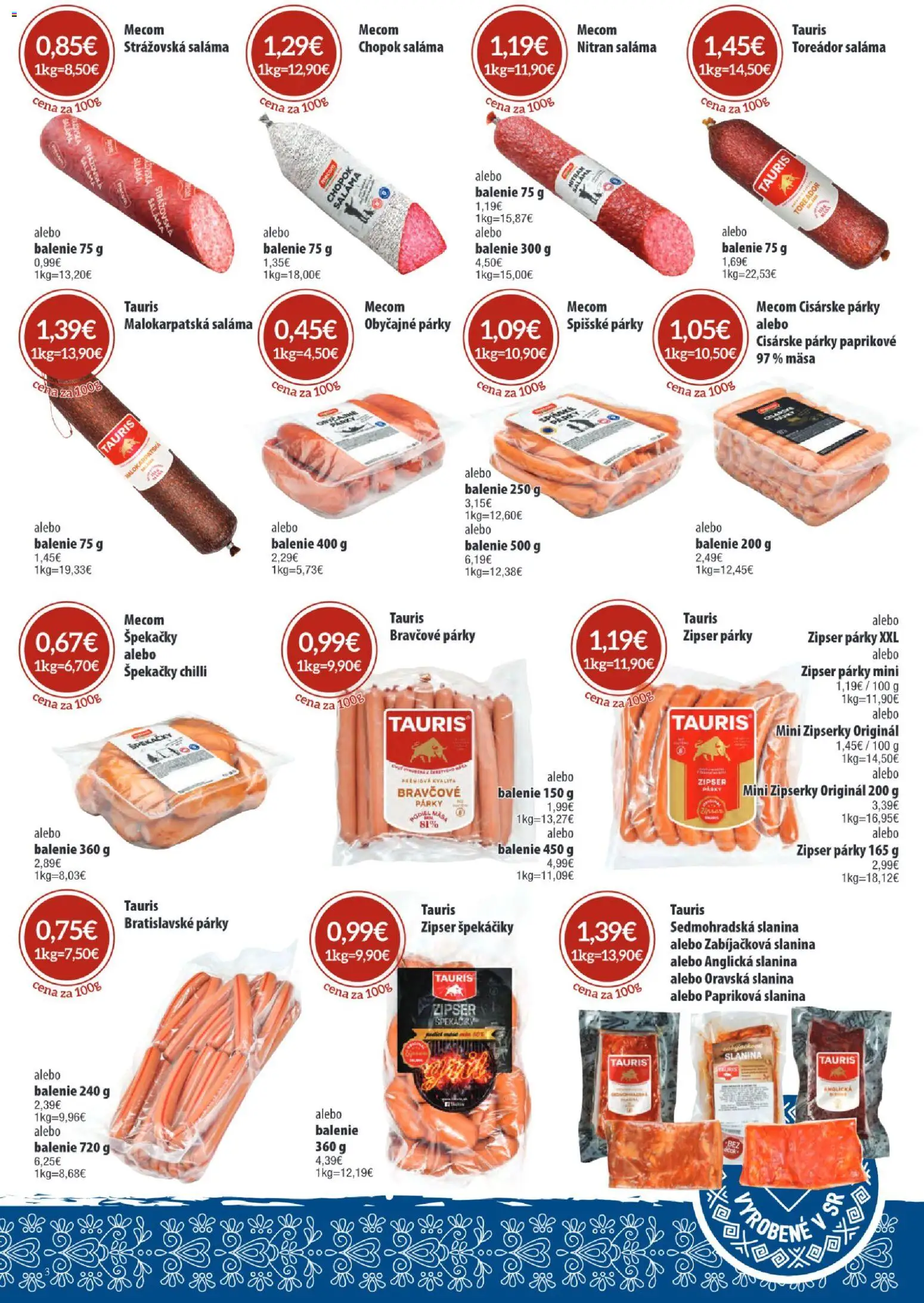 Nové Sintra akcie – leták je platný od 04.06.2026 | Strana: 3 | Produkty: Saláma, Slanina, Chilli, Párky