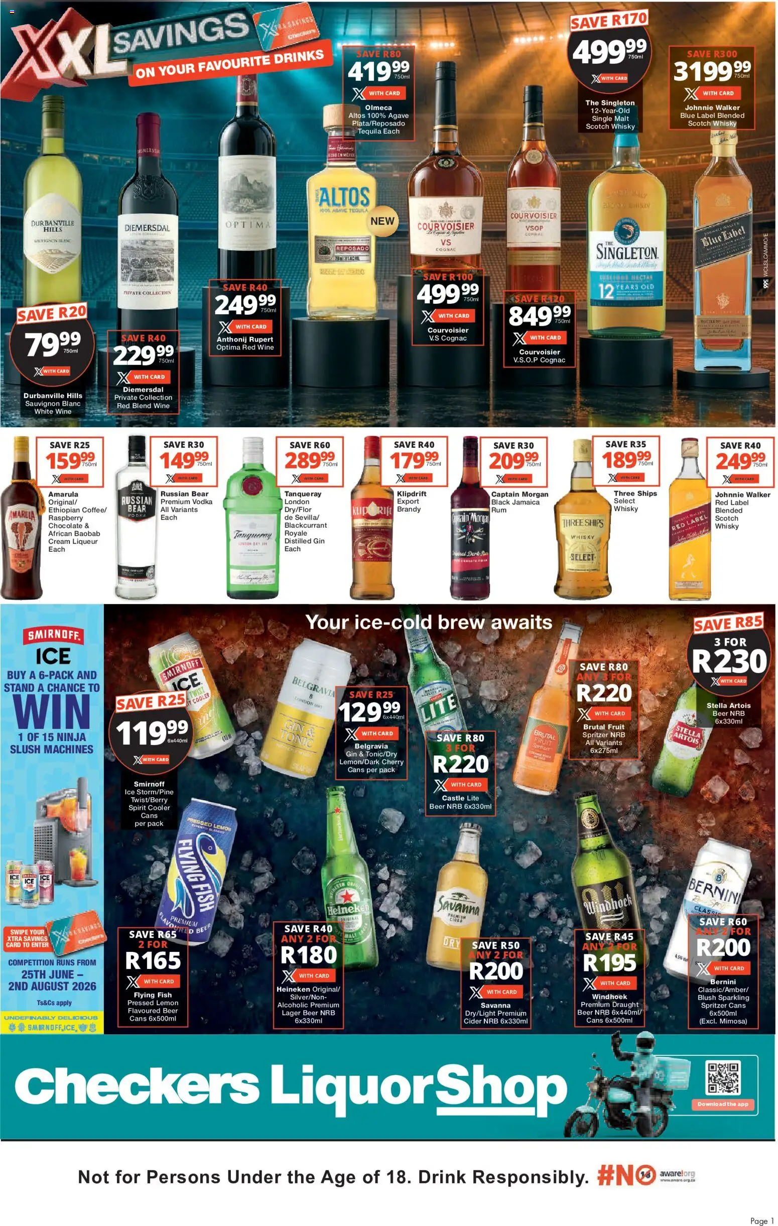 New Checkers catalogue – valid from 25/06/2026 | Page: 1 | Products: Tonic, Cooler, Chocolate, Gin