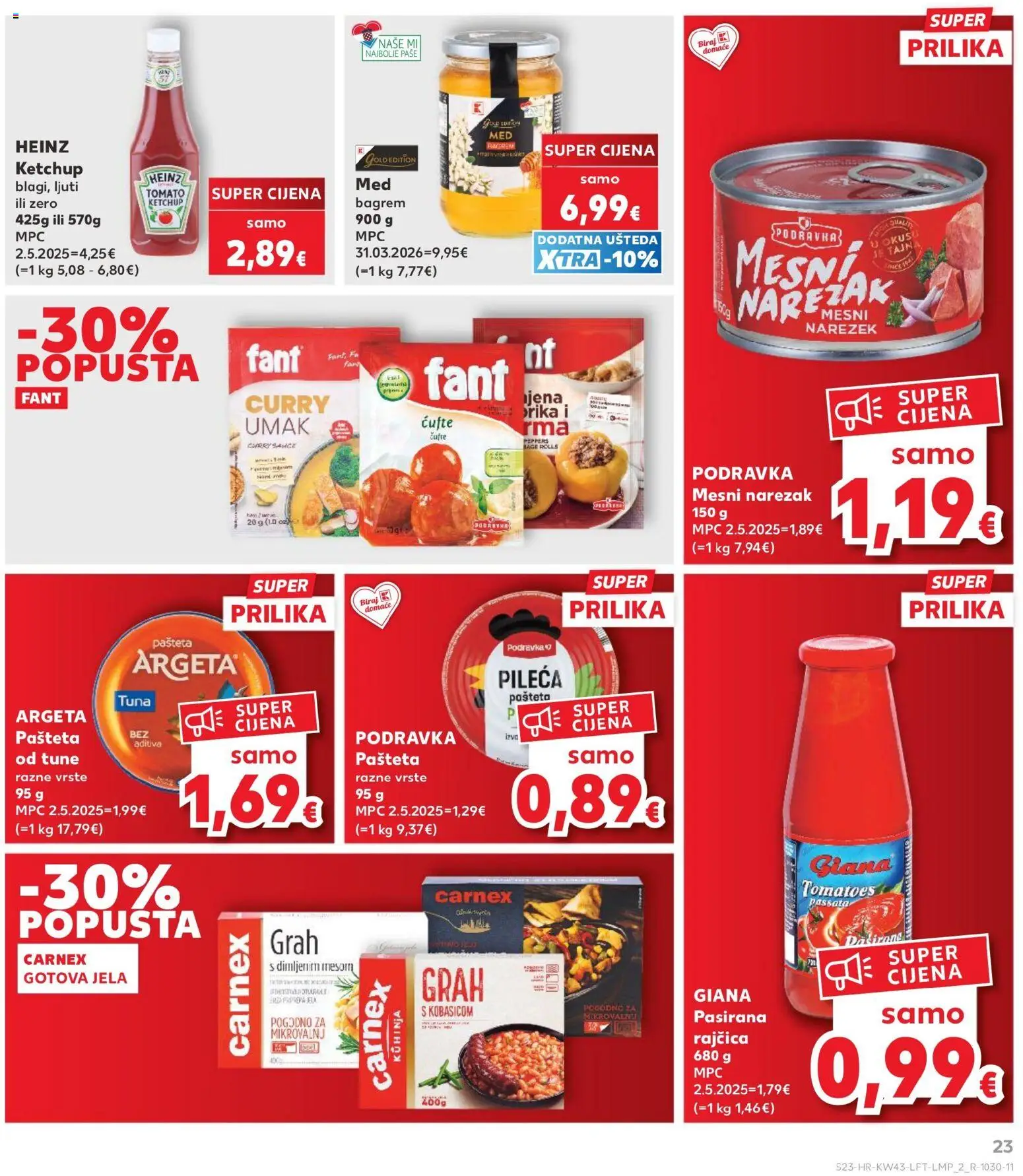 Kaufland katalog | vrijedi od 21.10.2026 | Stranica: 23 | Proizvodi: Pasirana rajčica, Pašteta, Umak, Curry