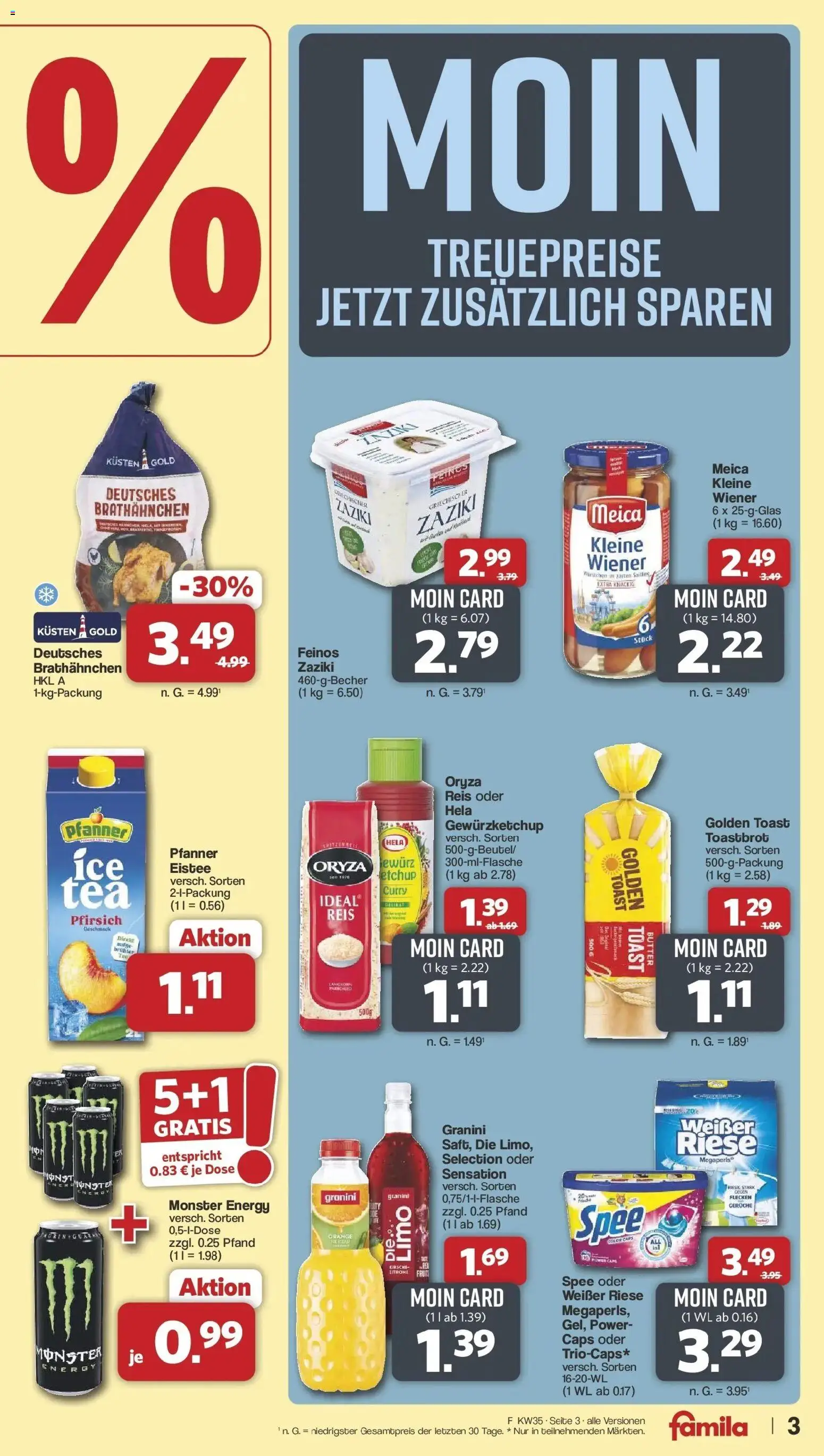 Famila Nordwest Wochenangebote (ab 24.08.2026) zum Blättern | Seite: 3 | Produkte: Toastbrot, Meica, Spee, Granini