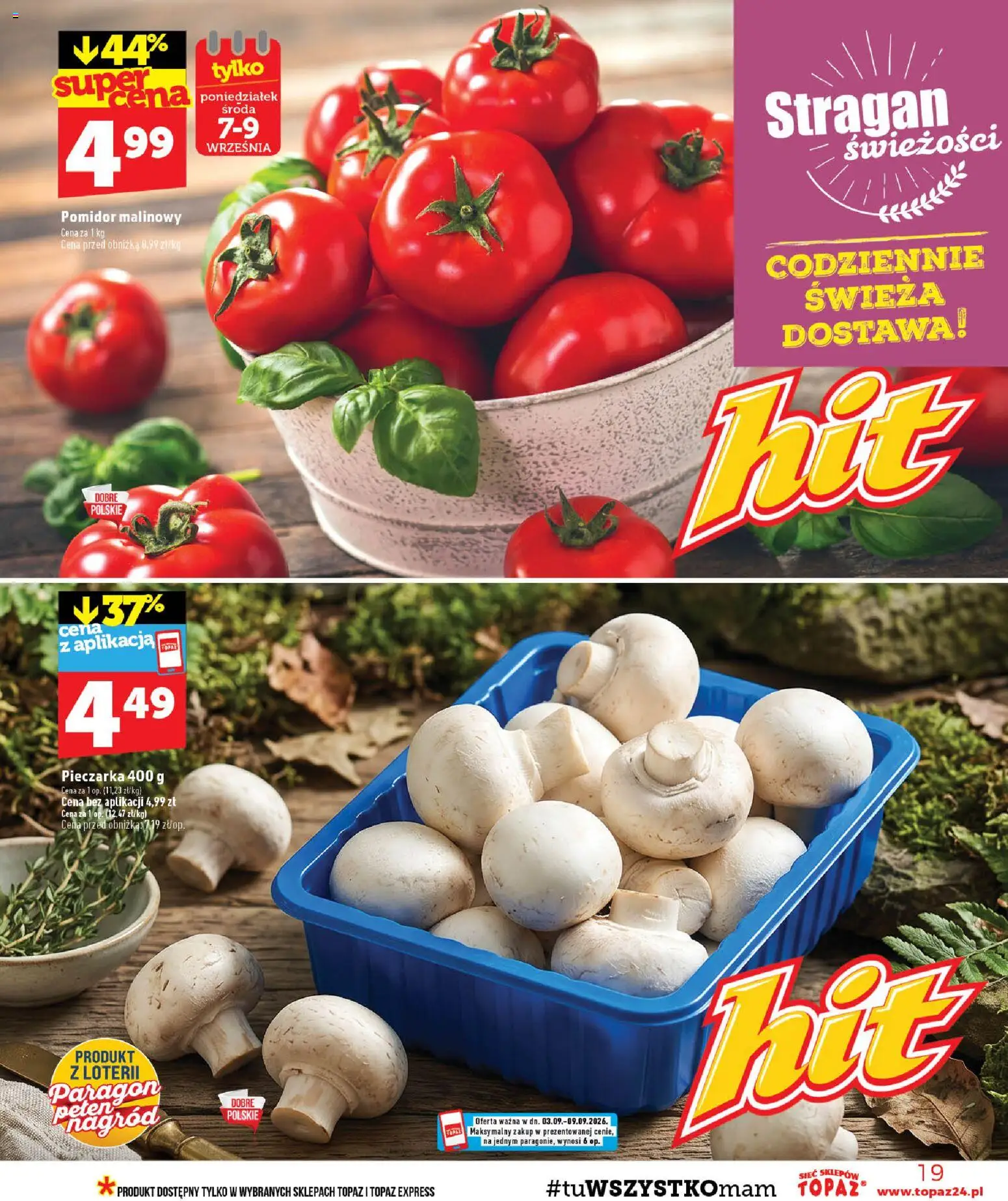 Topaz gazetka - MAZ od 03.09.2026 | Strona: 19 | Produkty: Pomidor malinowy, Pomidor