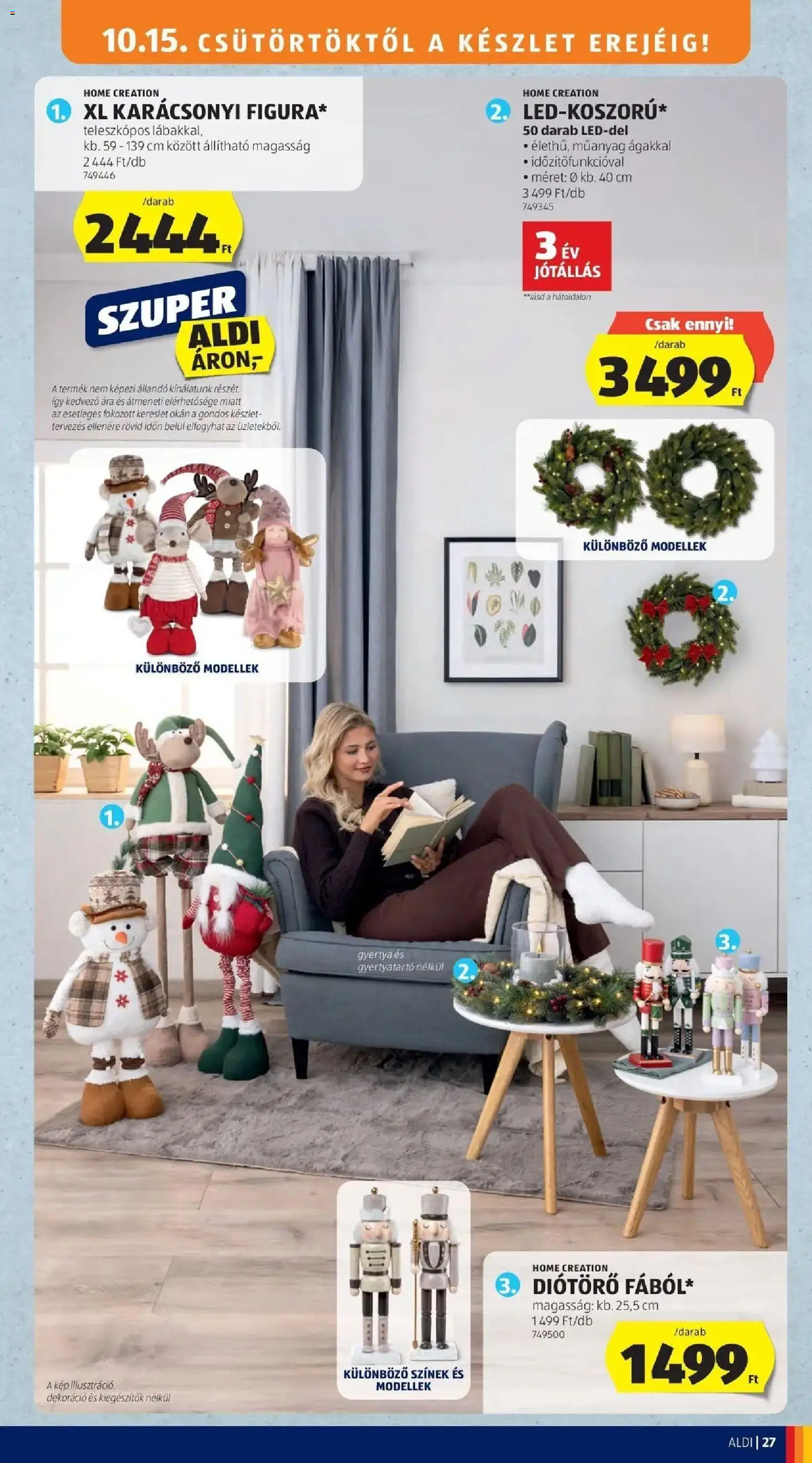 Aldi akciós ujság - amely érvényes a következő dátumtól: 2026.10.15. | Oldal: 27 | Termékek: Gyertya, LED, Dekoráció, Gyertyatartó