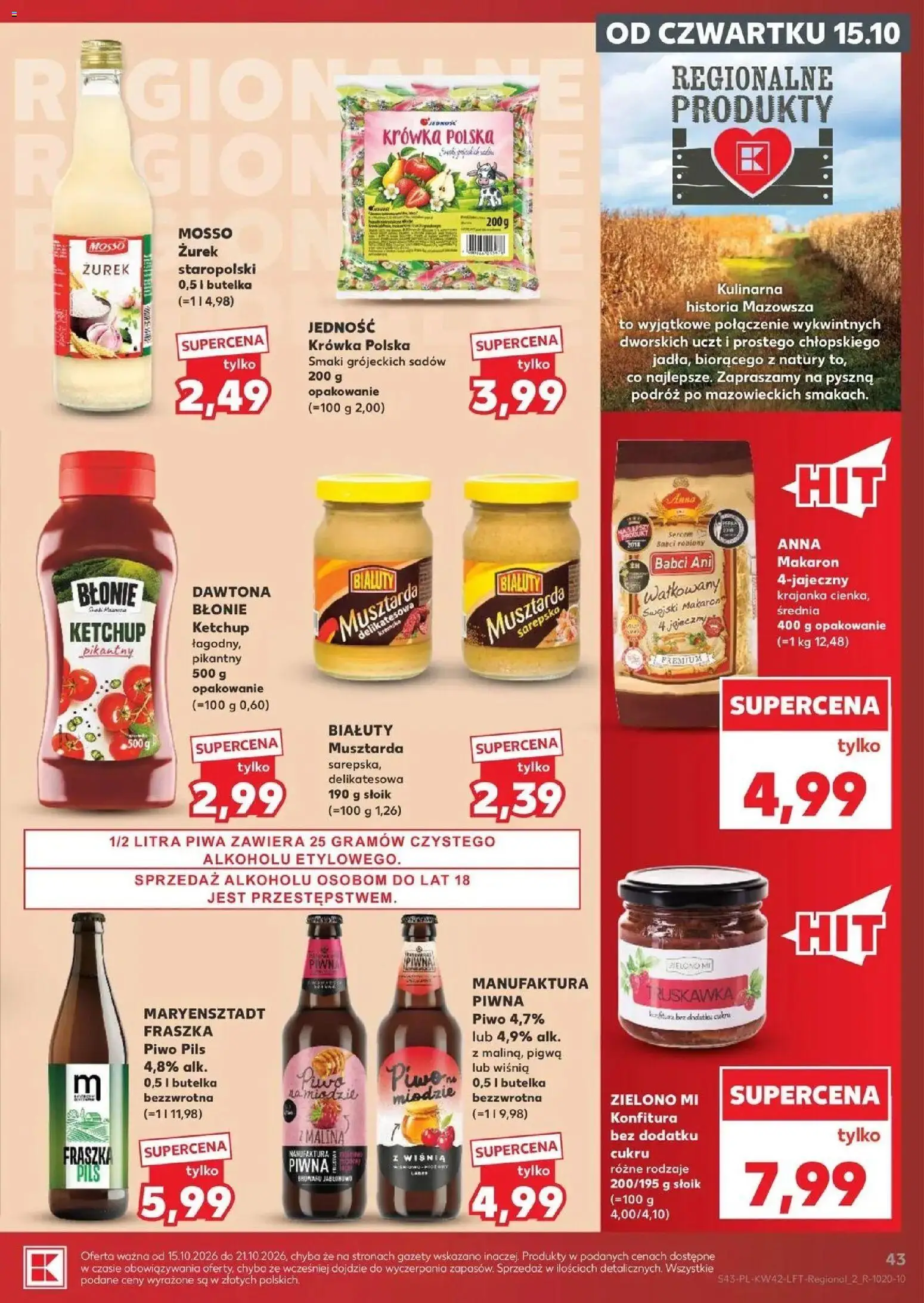 Kaufland aktualna gazetka od 15.10.2026 - od jutra PDF | Strona: 43 | Produkty: Ketchup, Gazety, Musztarda, Piwo