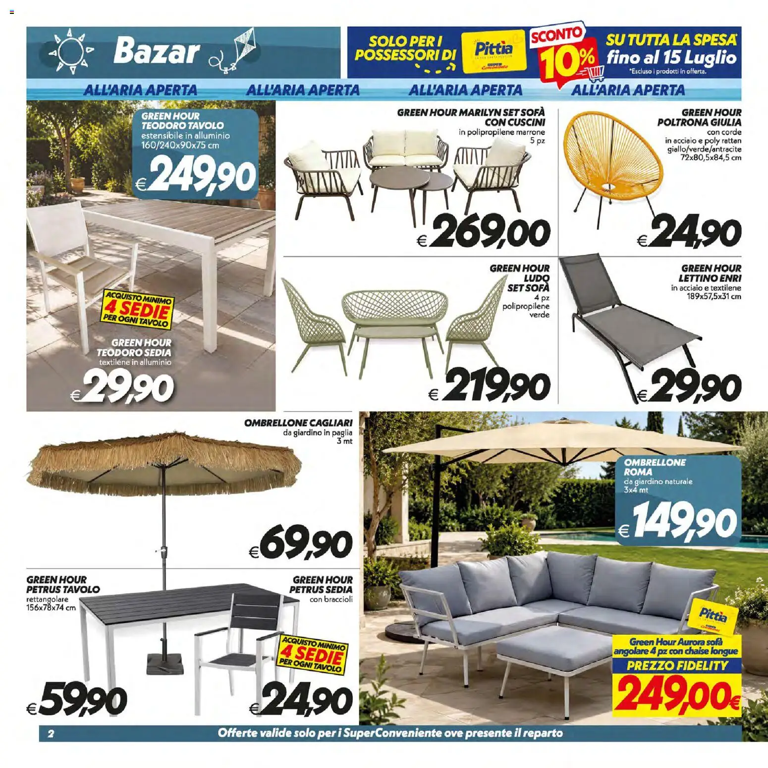 Volantino SuperConveniente del 09/07/2026 | Pagina: 35 | Prodotti: Ombrellone, Braccioli, Lettino, Alluminio