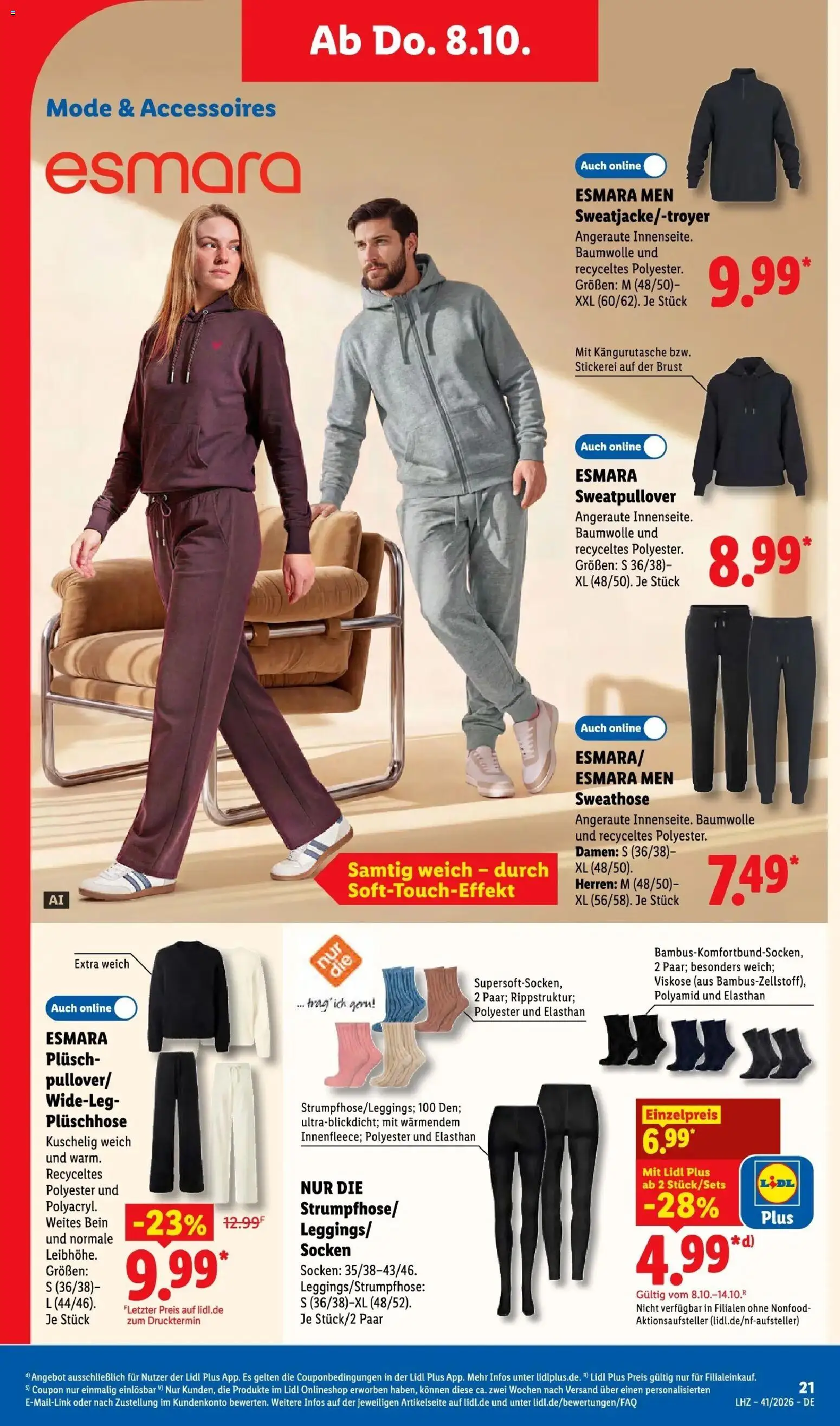 Lidl Prospekt Senftenberg (ab 05.10.2026) zum Blättern » Angebote | Seite: 39 | Produkte: Sweathose, Socken