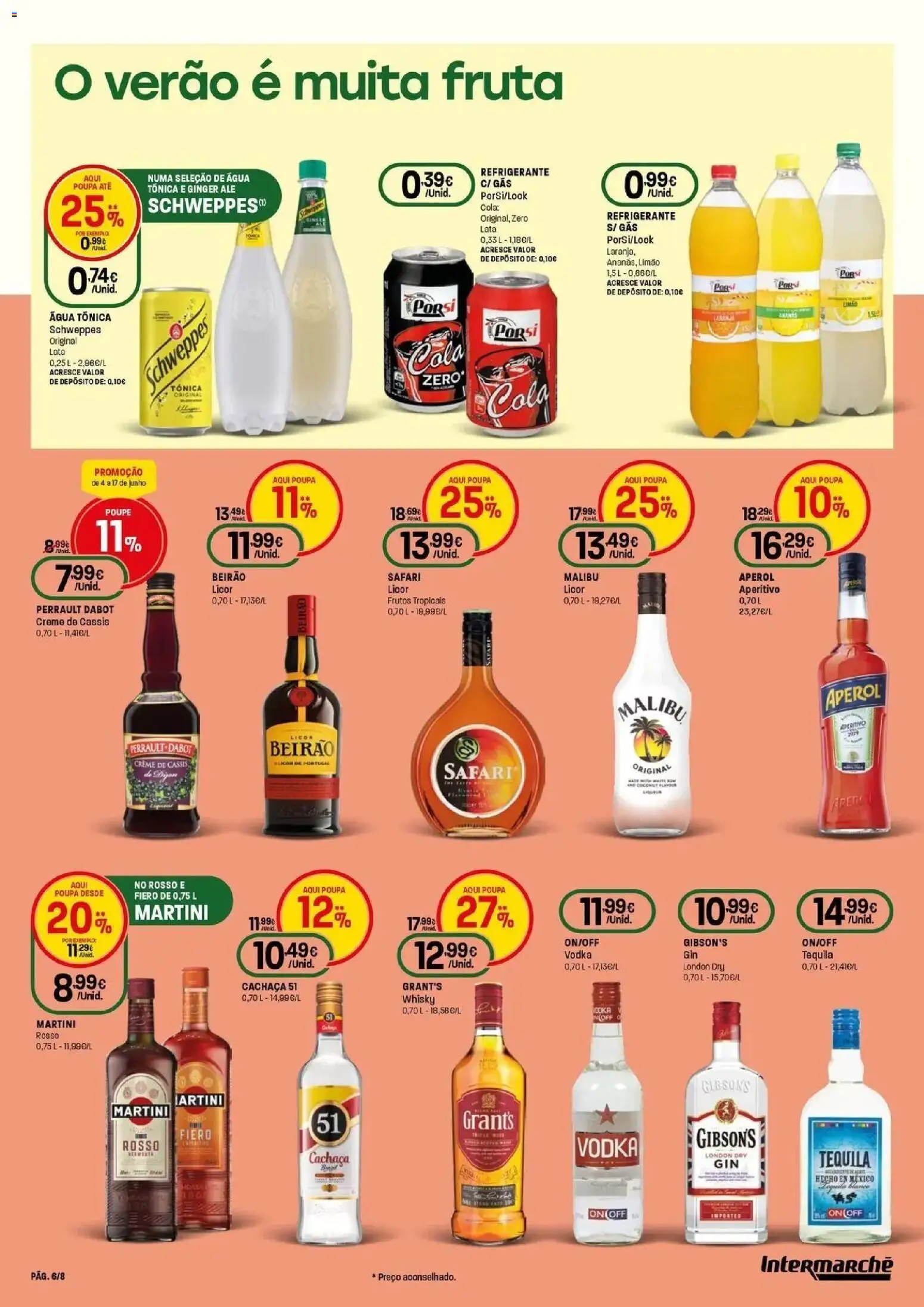 Intermarché - O melhor mundial serve-se em casa. │ válido de 04.06.2026 | Página: 6 | Produtos: Cachaça, Licor, Creme, Vodka
