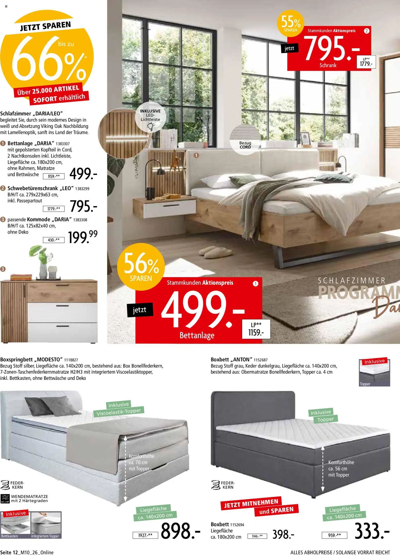 Zurbrüggen Mitnahme Möbel – gültig ab 08.08.2026 | Seite: 12 | Produkte: Matratze, Kommode, Boxspringbett, Schrank