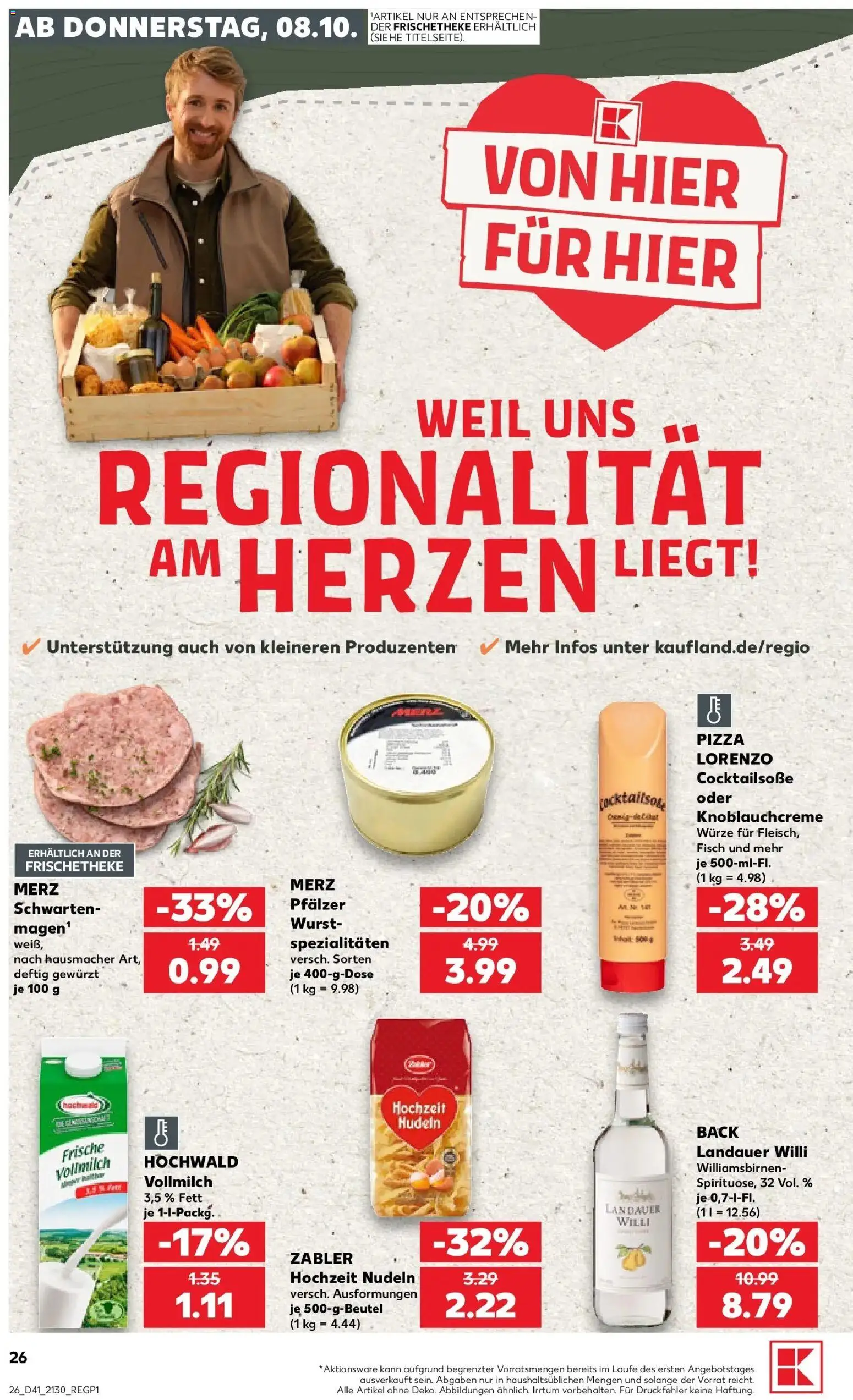 Prospekt Kaufland ab 08.10.2026 » Angebote Online zum Blättern | Seite: 26 | Produkte: Spezialitäten, Fisch, Wurst, Pizza