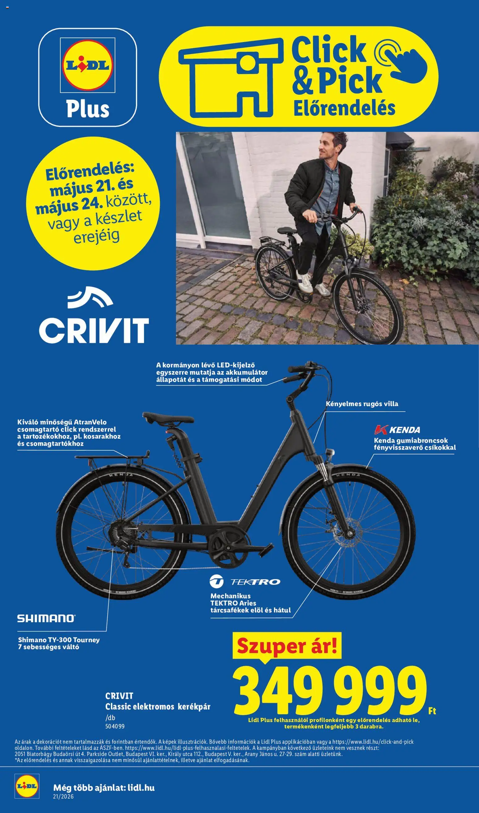 Lidl akciós ujság - amely érvényes a következő dátumtól: 21.05.2026 | Oldal: 50 | Termékek: Parkside, Elektromos kerékpár, Akkumulátor, Kerékpár