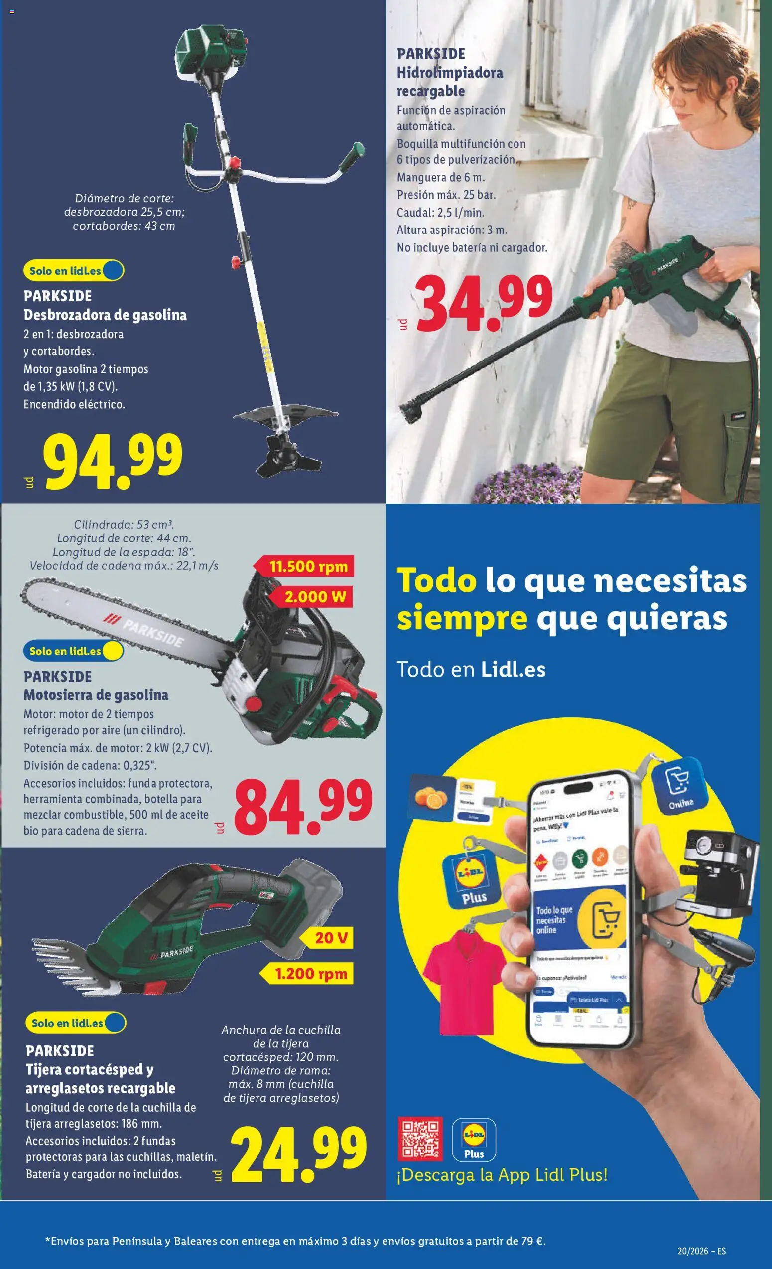 Lidl folleto de bazar │ válido desde el 11.05.2026 | Página: 3 | Productos: Hidrolimpiadora, Desbrozadora, Motosierra, Aceite