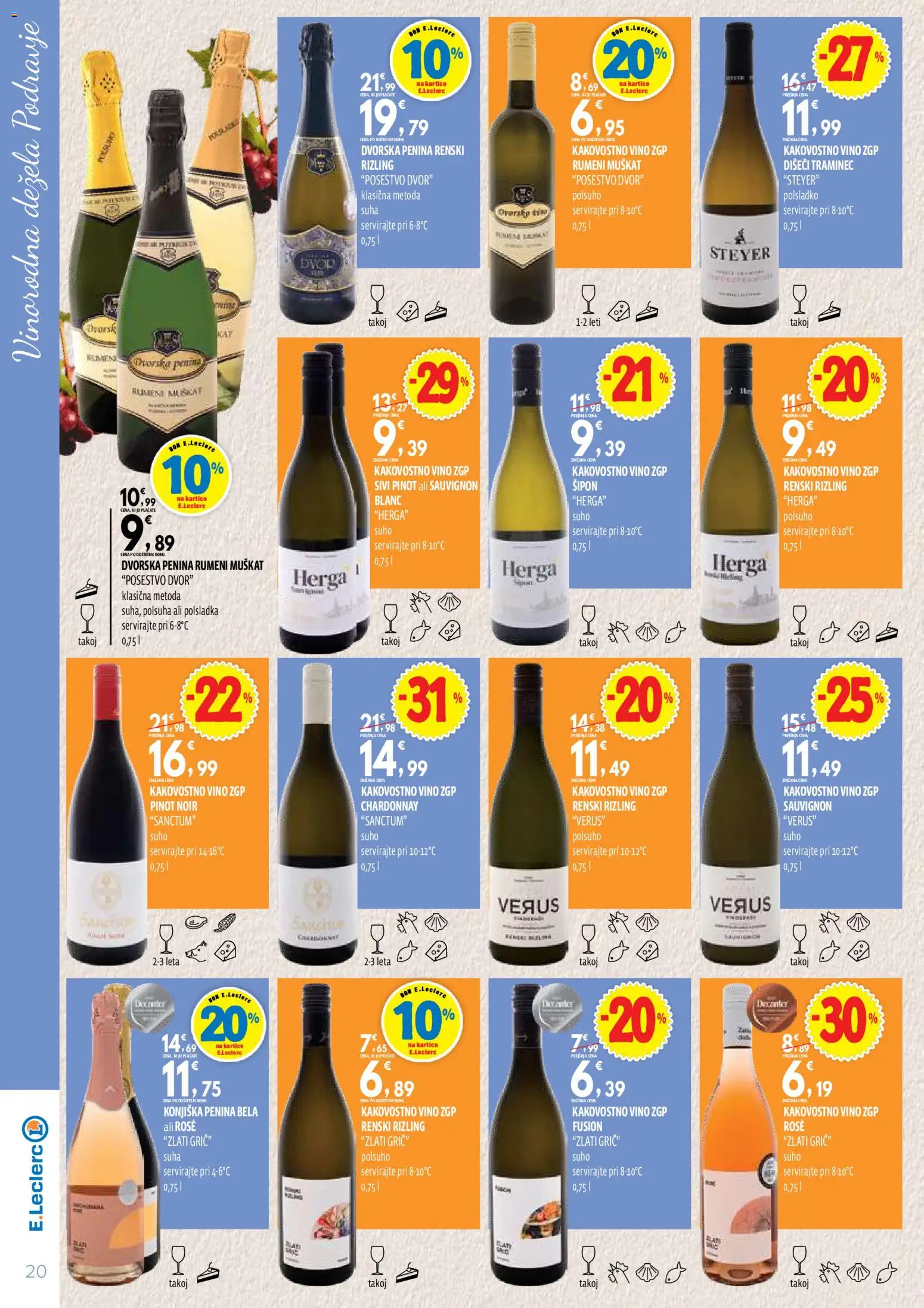 Novi E.leclerc katalog ponudbe – veljaven od 13.10.2026 | Stran: 20 | Izdelki: Penina, Vino