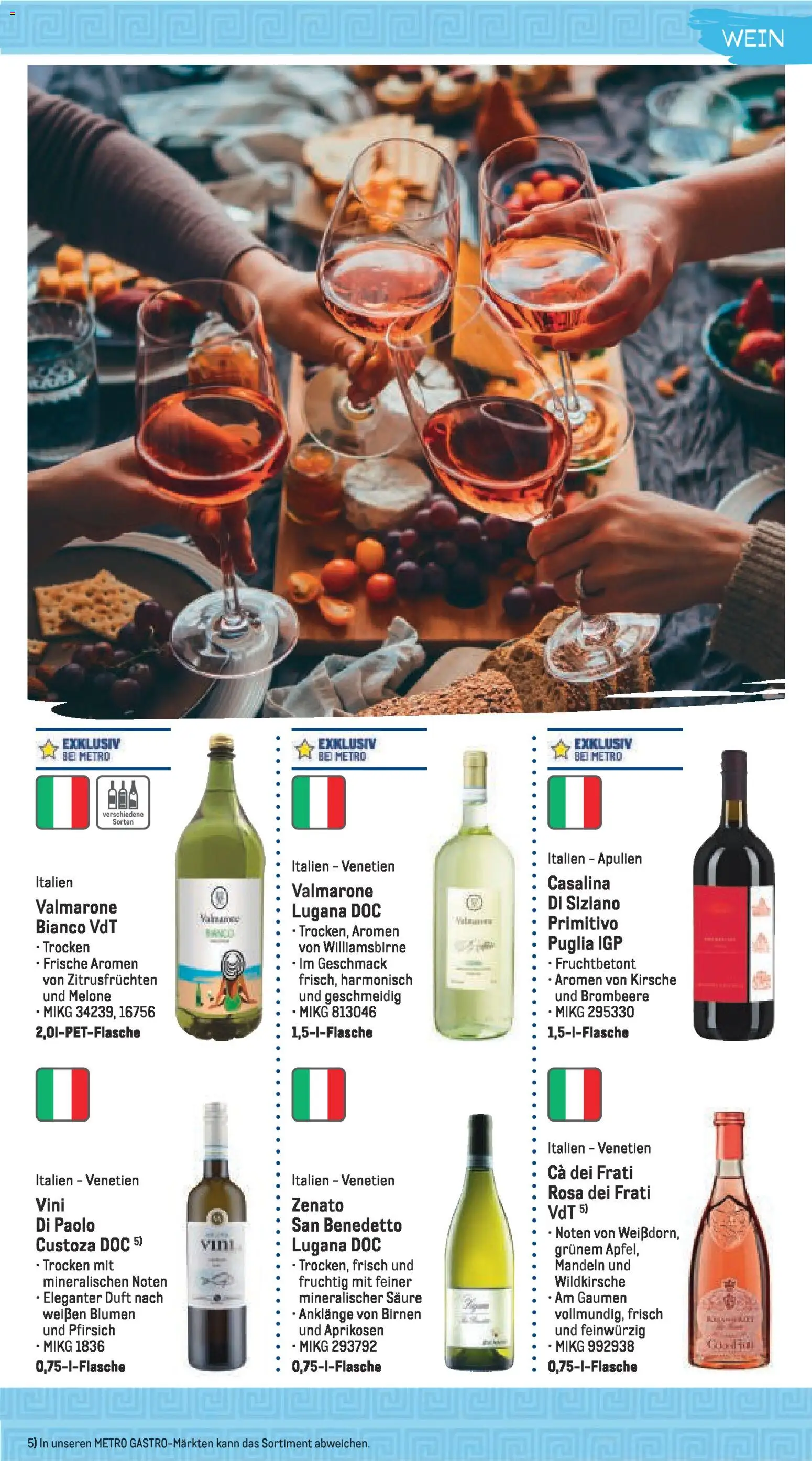 Metro Highlights Mediterrane Gastronomie – gültig ab 01.02.2026 | Seite: 14 | Produkte: Blumen, Pfirsich, Melone, Wein