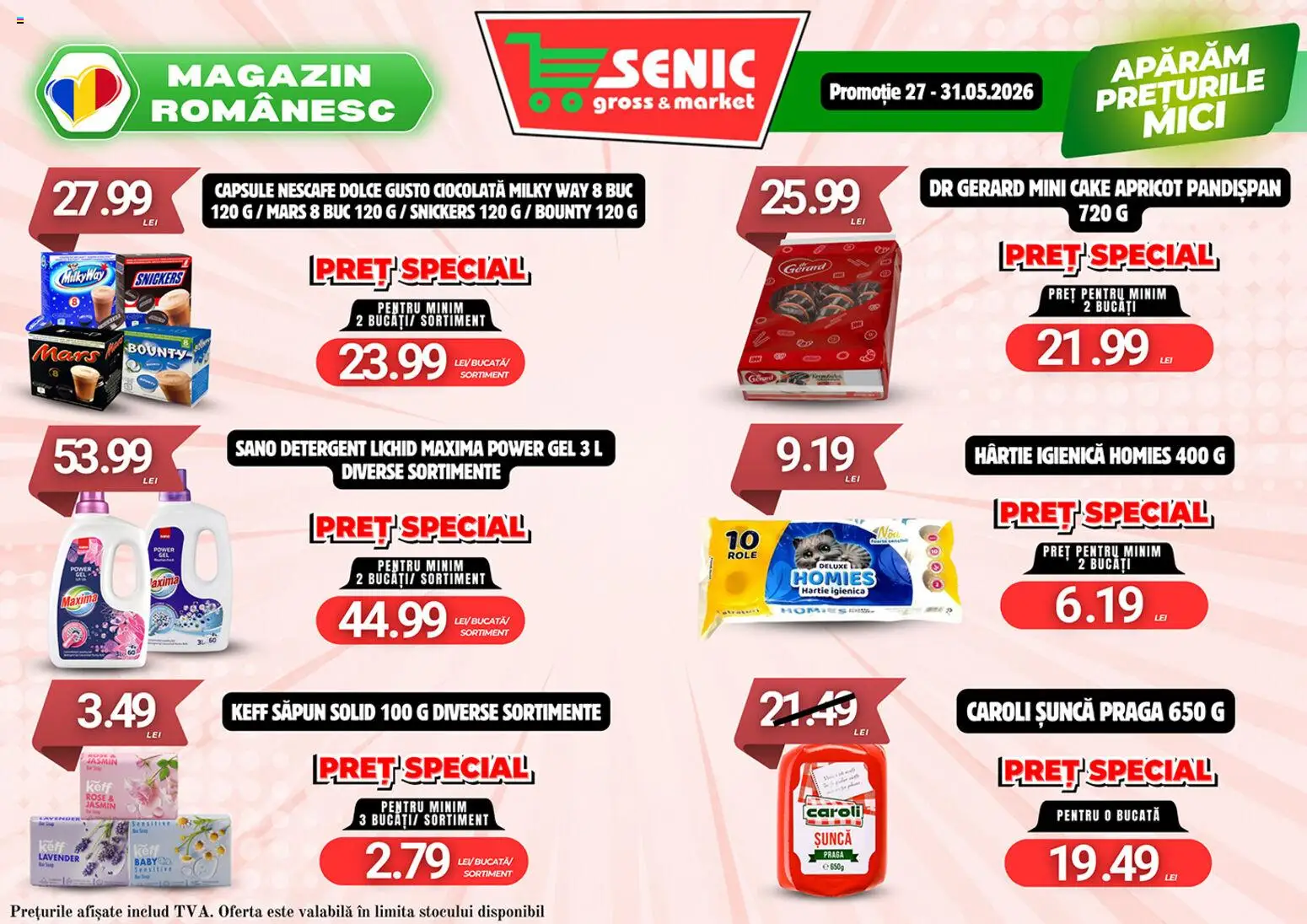 Noul catalog Senic – valabil de la 25.05.2026 | Pagină: 6 | Produse: Săpun solid, Role, Săpun, Detergent