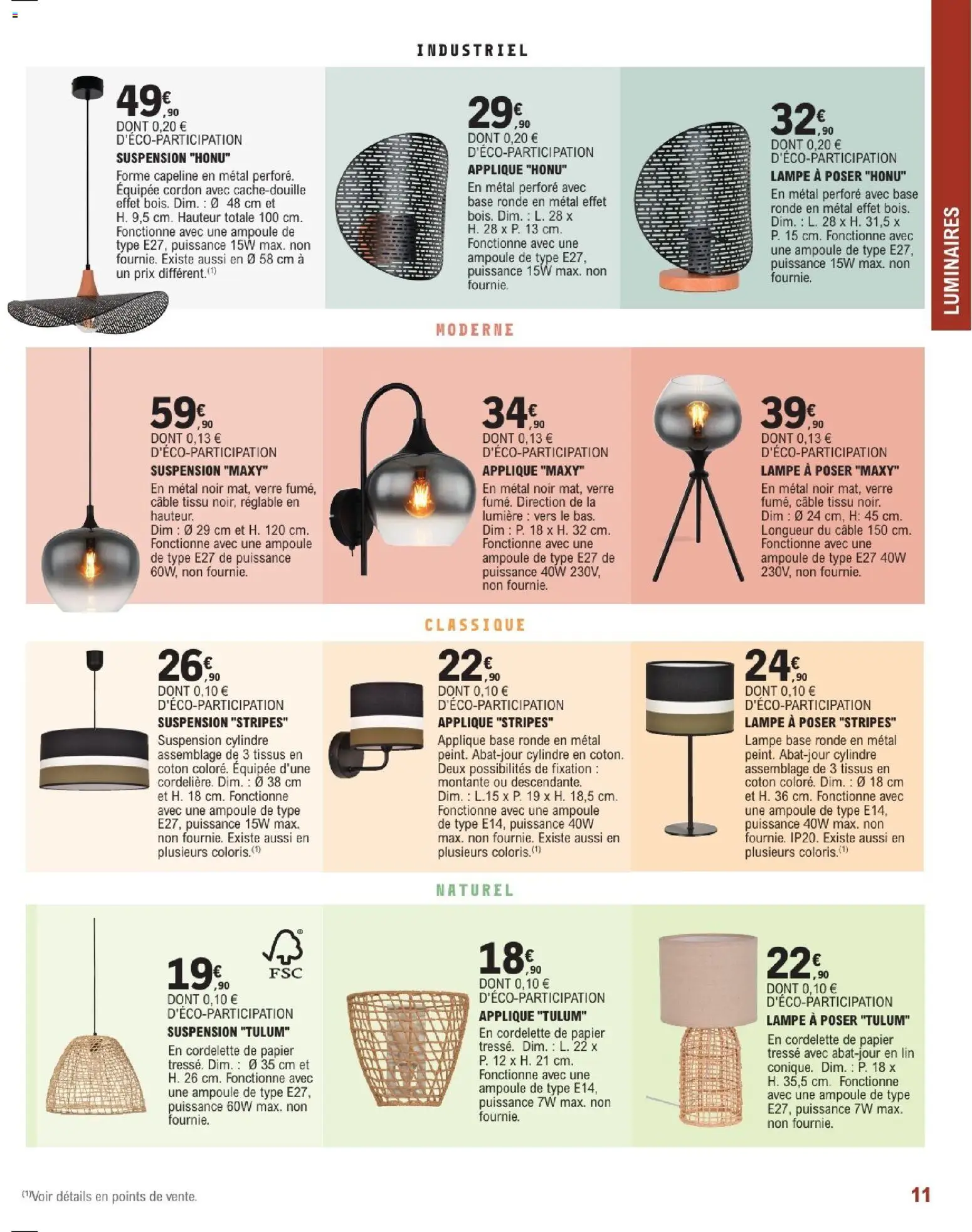 {H1} | Page: 11 | Produits: Suspension, Ampoule, Lampe, Lampe à poser