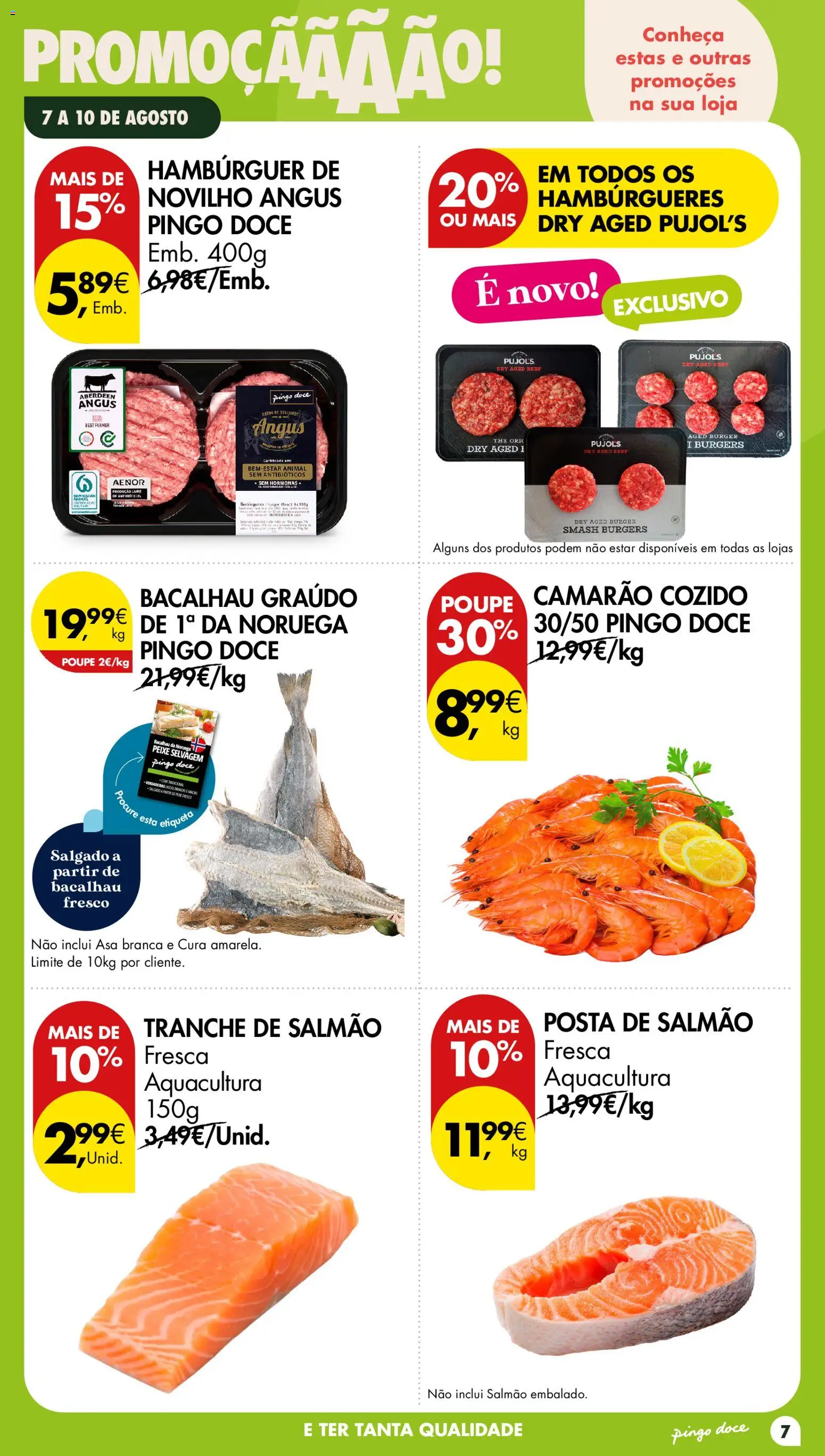 Pingo Doce Poupe este Fim de Semana │ válido de 07/08/2026 | Página: 7 | Produtos: Hambúrguer, Camarão, Salmão, Peixe