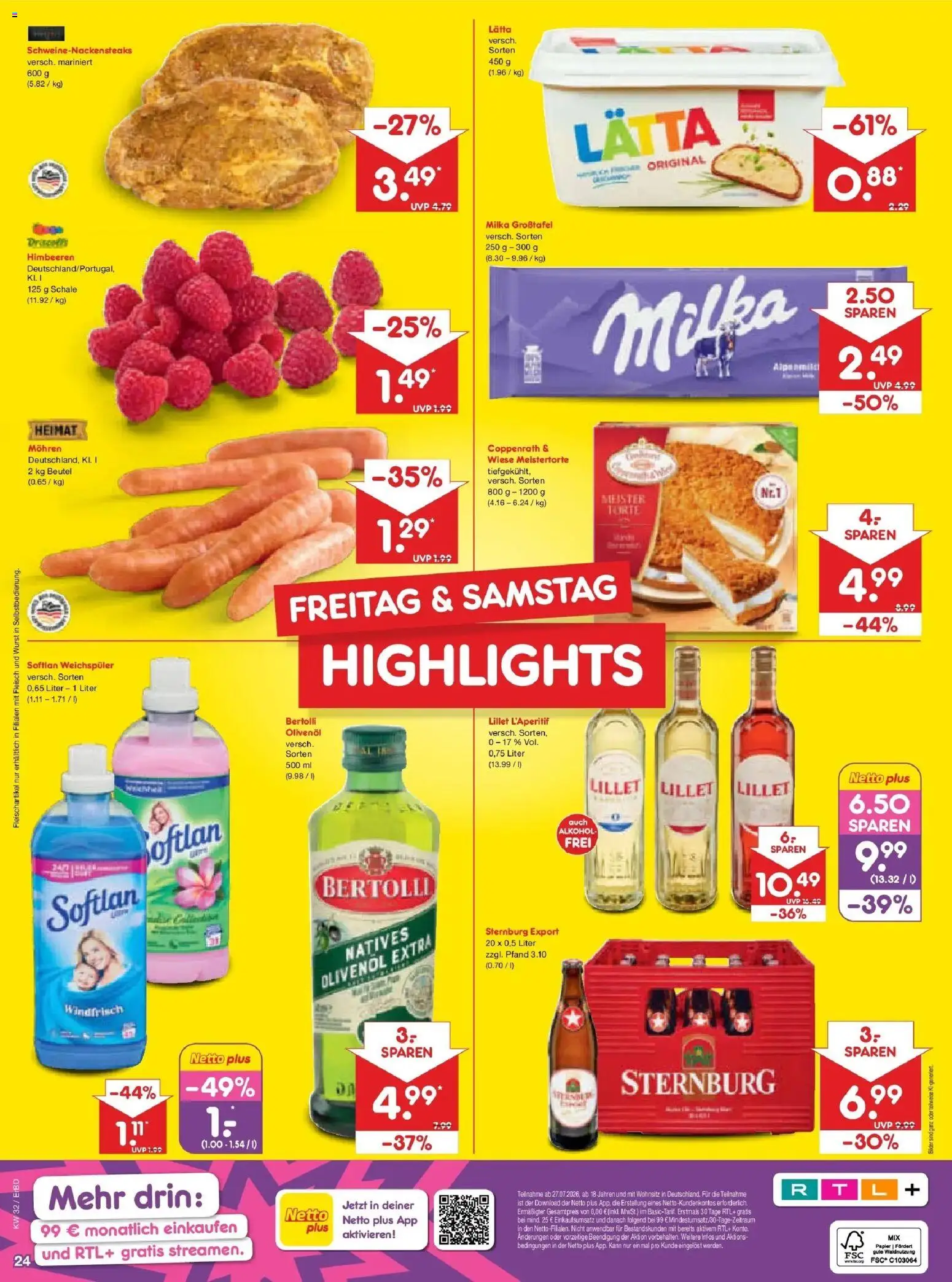 Netto Marken-Discount Prospekt Weimar – gültig ab 03.08.2026 | Seite: 42 | Produkte: Himbeeren, Olivenol, Bilder, Wurst